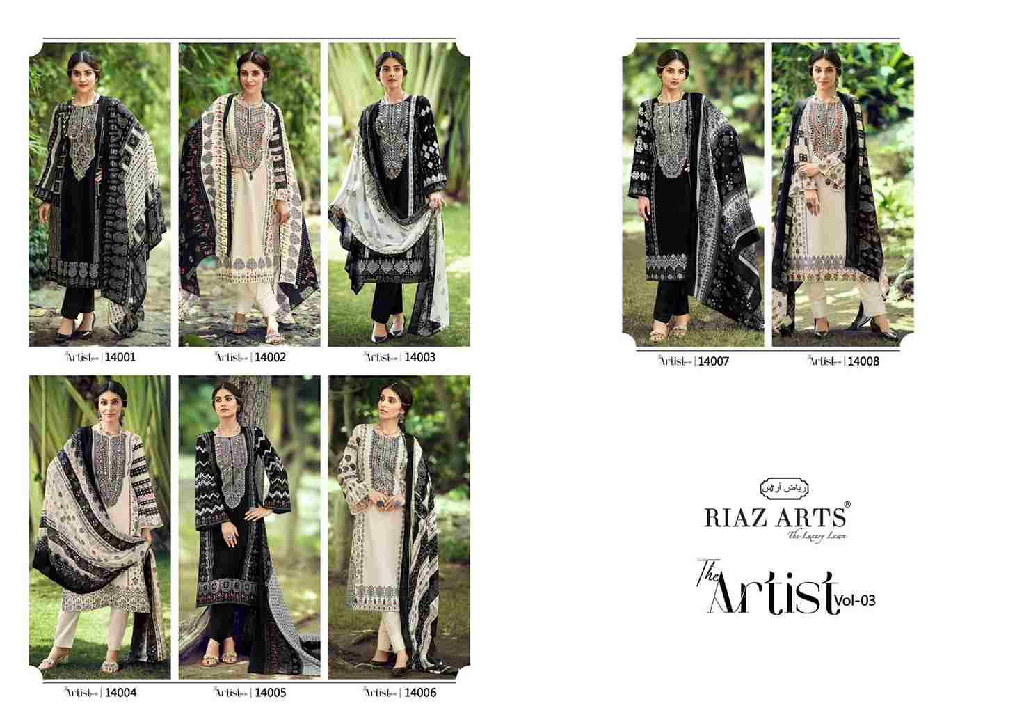 The Artist Vol-3 By Riaz Arts 14001 To 14008 Series Beautiful Festive Suits Stylish Fancy Colorful Casual Wear & Ethnic Wear Pure Lawn Print Dresses At Wholesale Price