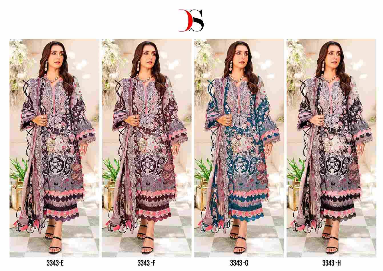 Deepsy Hit Design 3343 Colours Vol-2 By Deepsy Suits 3343-E To 3343-H Series Designer Pakistani Suits Beautiful Fancy Stylish Colorful Party Wear & Occasional Wear Pure Cotton With Embroidery Dresses At Wholesale Price