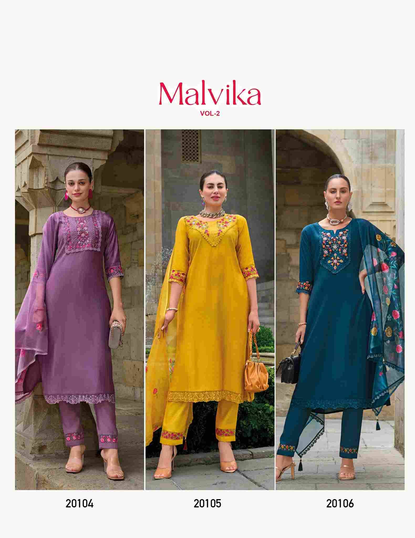 Malvika Vol-2 By Lily And Lali 20101 To 20106 Series Beautiful Festive Suits Colorful Stylish Fancy Casual Wear & Ethnic Wear Pure Viscose Organza Dresses At Wholesale Price