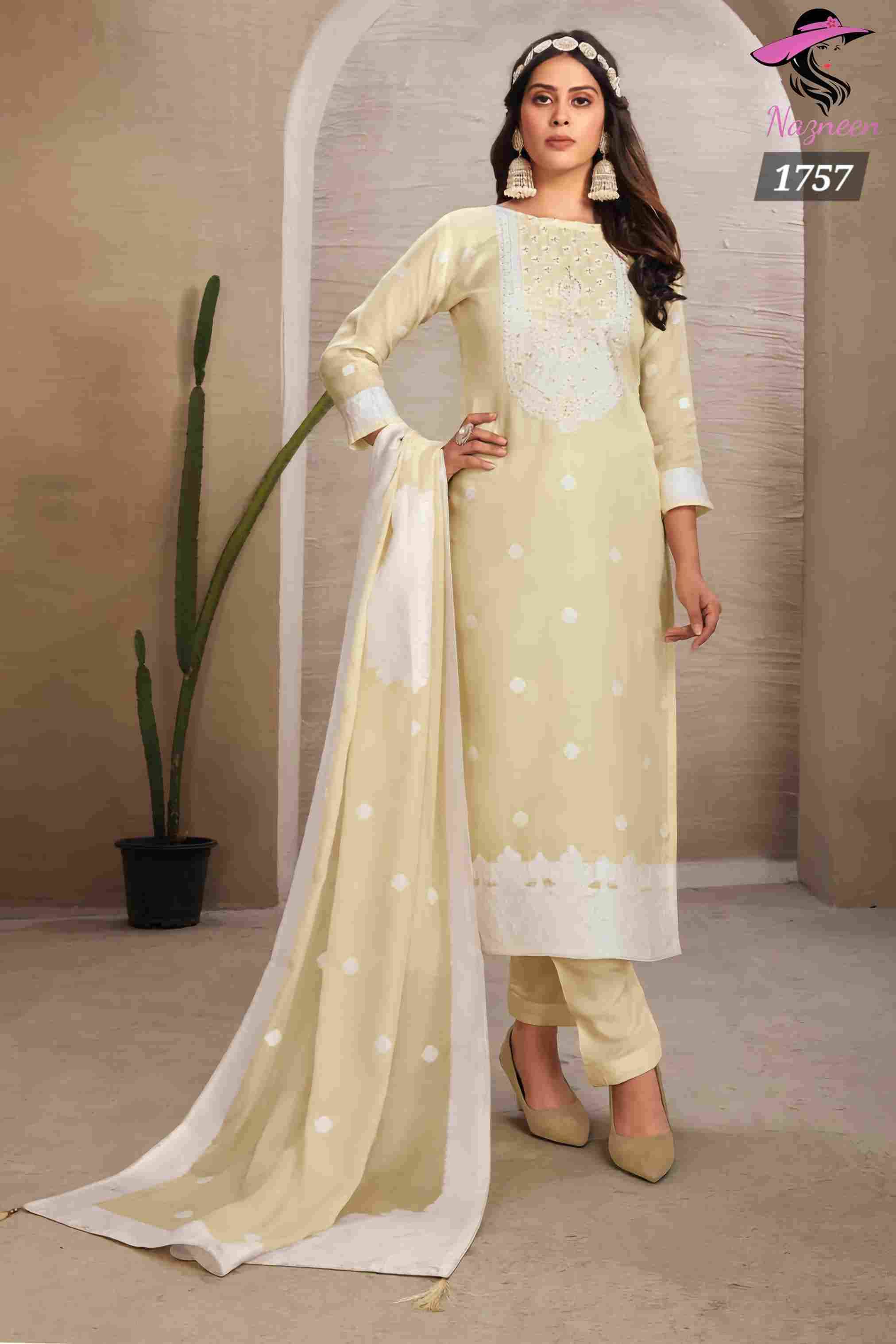 Sparkle By Nazneen 1757 To 1762 Series Beautiful Festive Suits Colorful Stylish Fancy Casual Wear & Ethnic Wear Organza Jacquard Embroidery Dresses At Wholesale Price