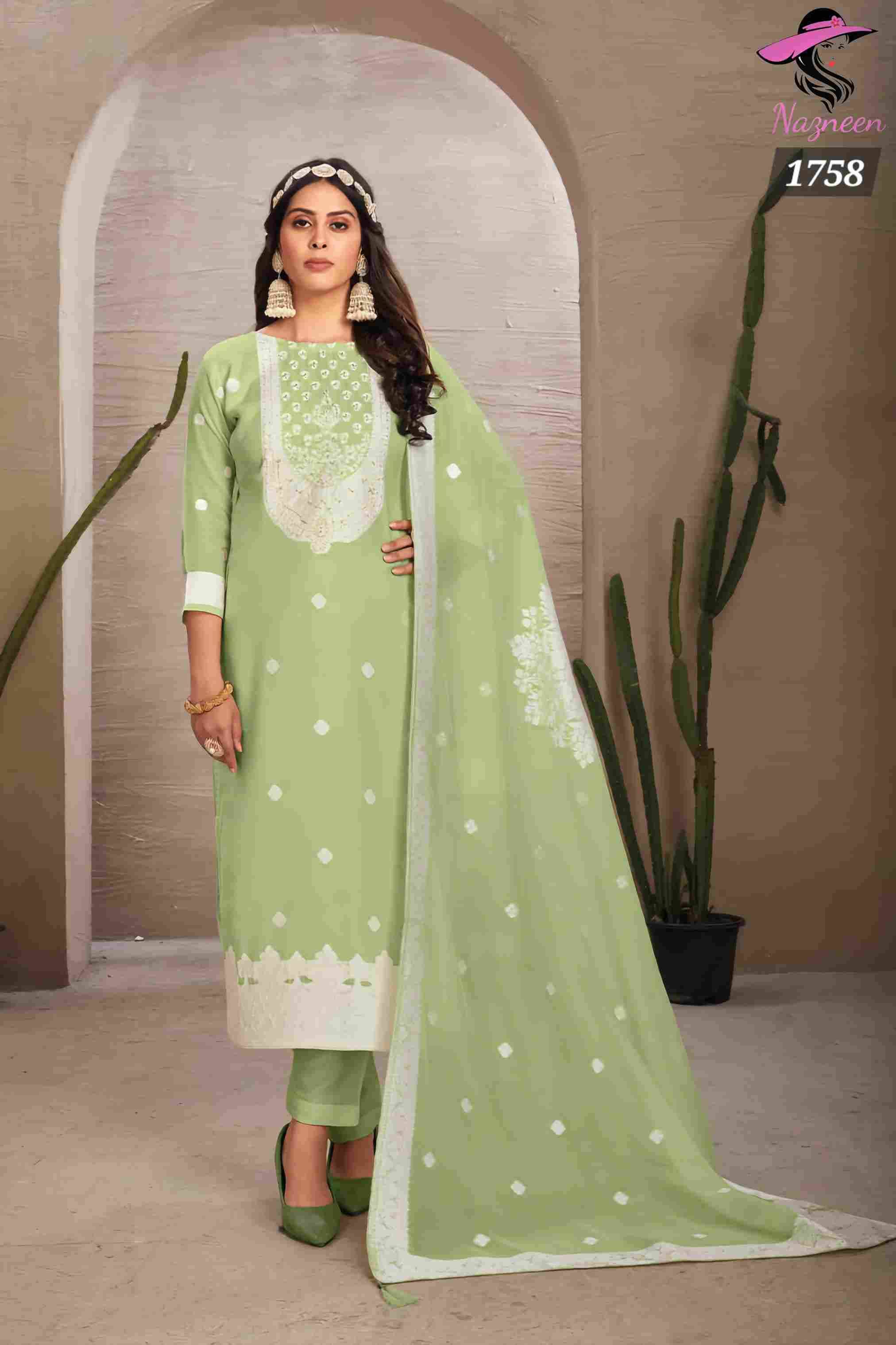 Sparkle By Nazneen 1757 To 1762 Series Beautiful Festive Suits Colorful Stylish Fancy Casual Wear & Ethnic Wear Organza Jacquard Embroidery Dresses At Wholesale Price