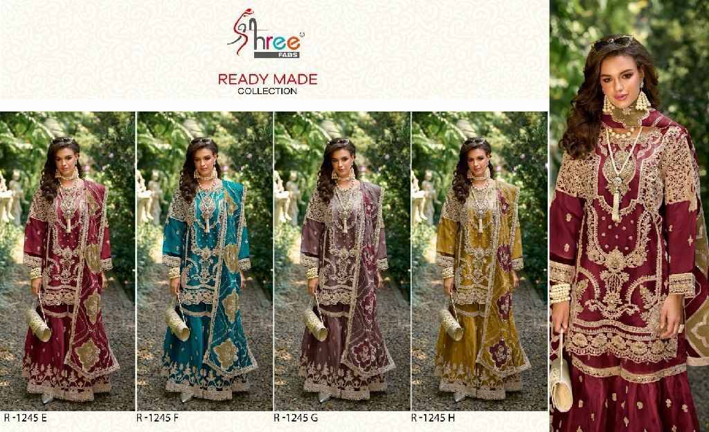 Shree Fabs Hit Design R-1245 Colours Vol-2 By Shree Fabs R-1245-E To R-1245-H Series Wholesale Designer Pakistani Suits Collection Beautiful Stylish Fancy Colorful Party Wear & Occasional Wear Organza With Embroidered Dresses At Wholesale Price