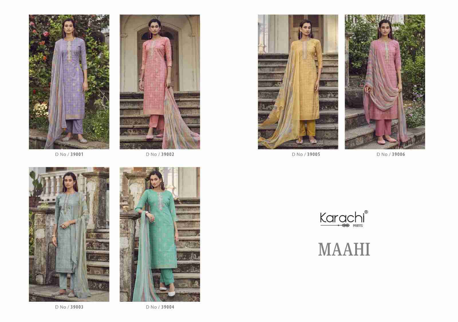 Maahi By Karachi Prints 39001 To 39006 Series Beautiful Festive Suits Colorful Stylish Fancy Casual Wear & Ethnic Wear Pure Cambric Print With Work Dresses At Wholesale Price