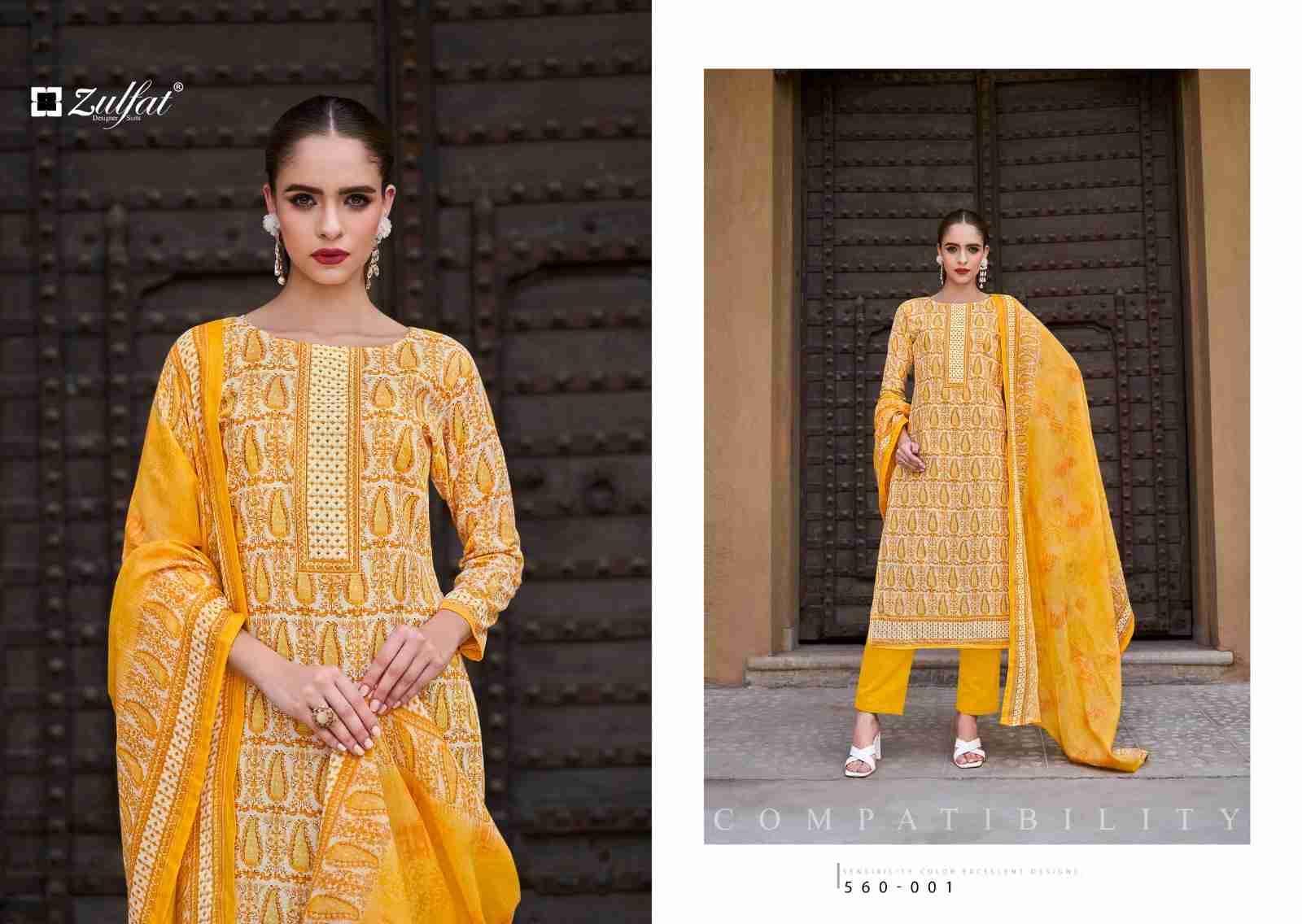 Zohra Vol-3 By Zulfat 560-001 To 560-008 Series Beautiful Festive Suits Stylish Fancy Colorful Casual Wear & Ethnic Wear Pure Cotton Print Dresses At Wholesale Price