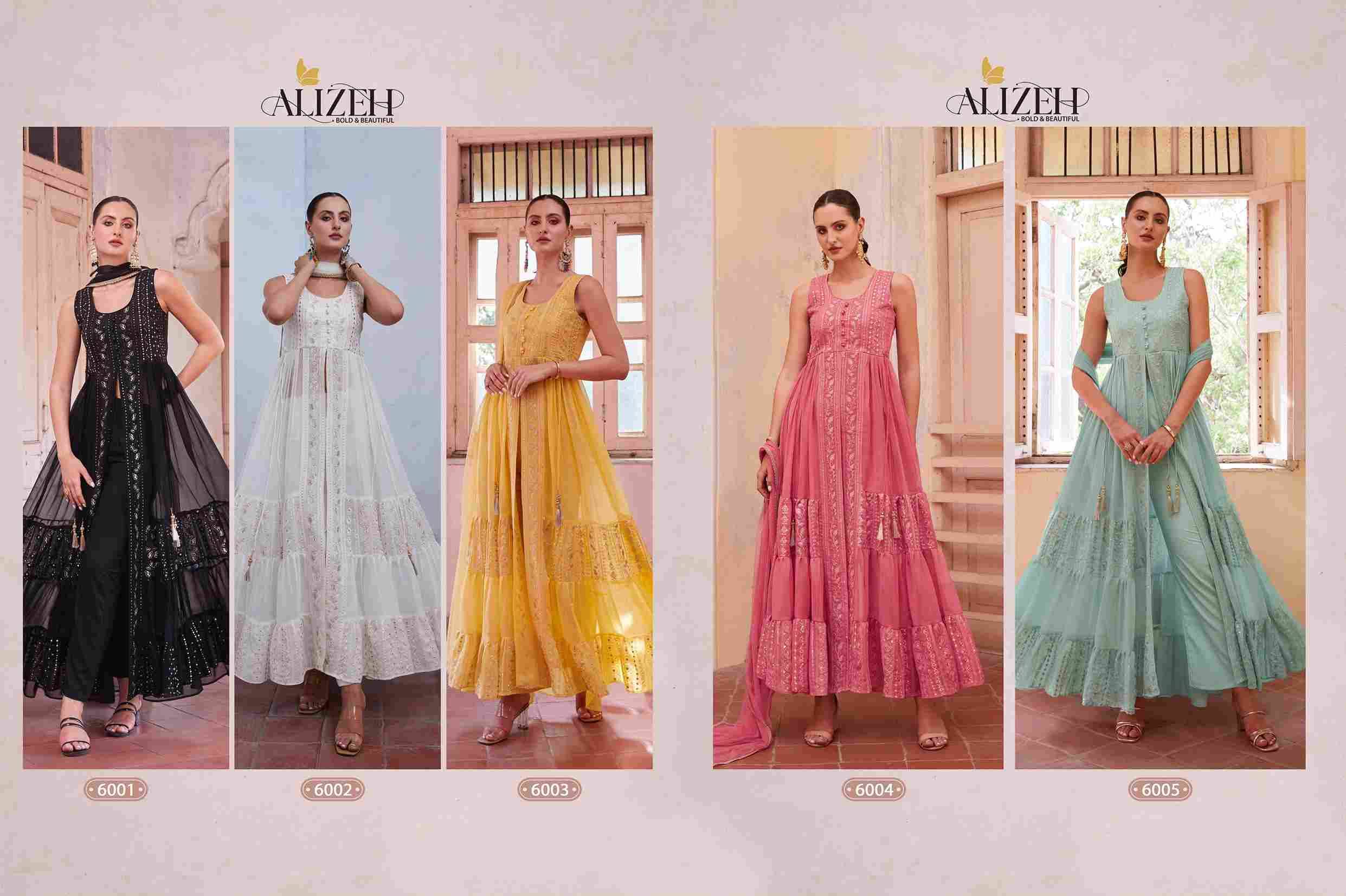 Gulbahar Vol-4 By Alizeh 6001 To 6005 Series Beautiful Suits Colorful Stylish Fancy Casual Wear & Ethnic Wear Georgette Embroidered Dresses At Wholesale Price