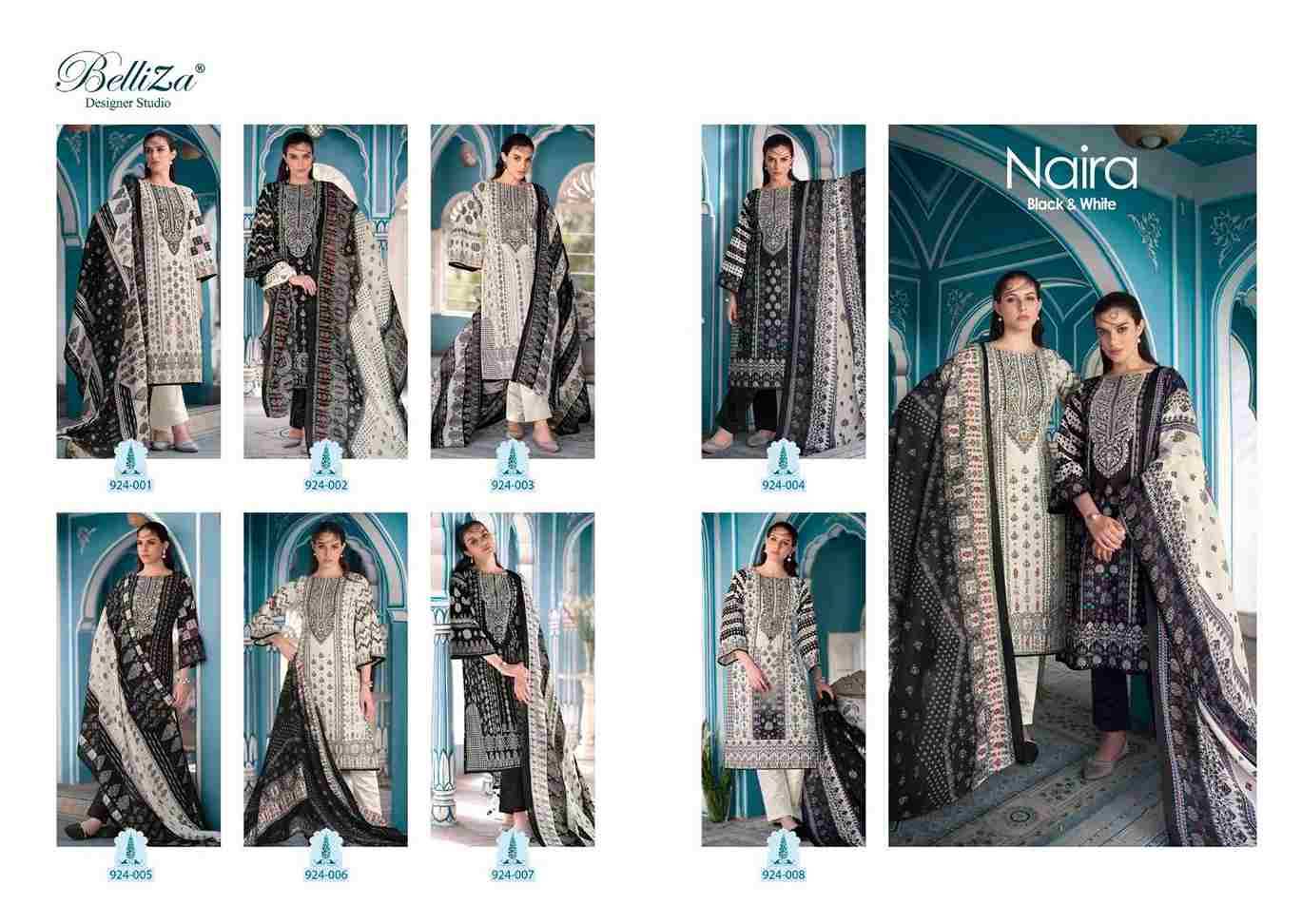 Naira Black And White By Belliza 924-001 To 924-008 Series Designer Suits Beautiful Fancy Colorful Stylish Party Wear & Occasional Wear Pure Jam Cotton Dresses At Wholesale Price