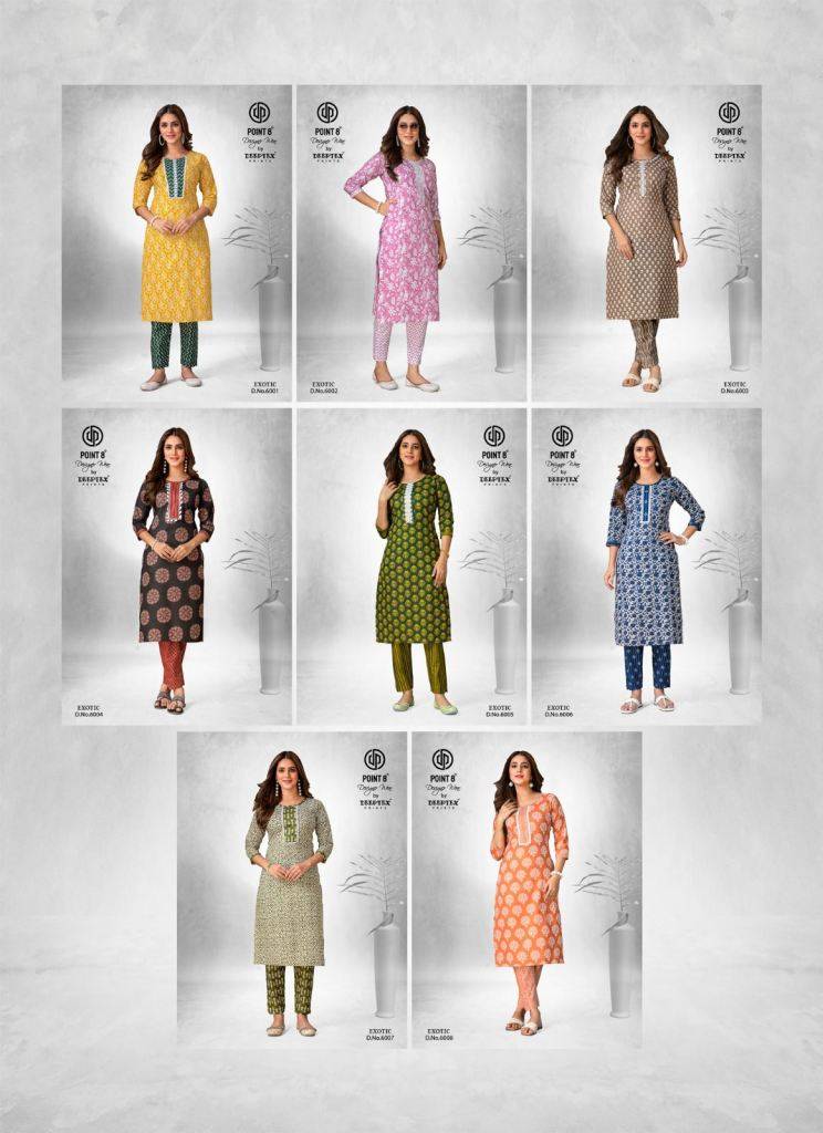 Exotic Vol-6 By Deeptex Prints 6001 To 6008 Series Designer Stylish Fancy Colorful Beautiful Party Wear & Ethnic Wear Collection Cotton Print Kurtis At Wholesale Price