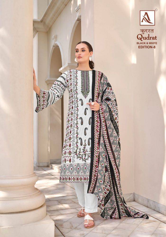 Qudrat Vol-8 By Alok Suit 1580-001 To 1580-008 Series Indian Traditional Wear Collection Beautiful Stylish Fancy Colorful Party Wear & Wear Cambric Cotton Dress At Wholesale Price