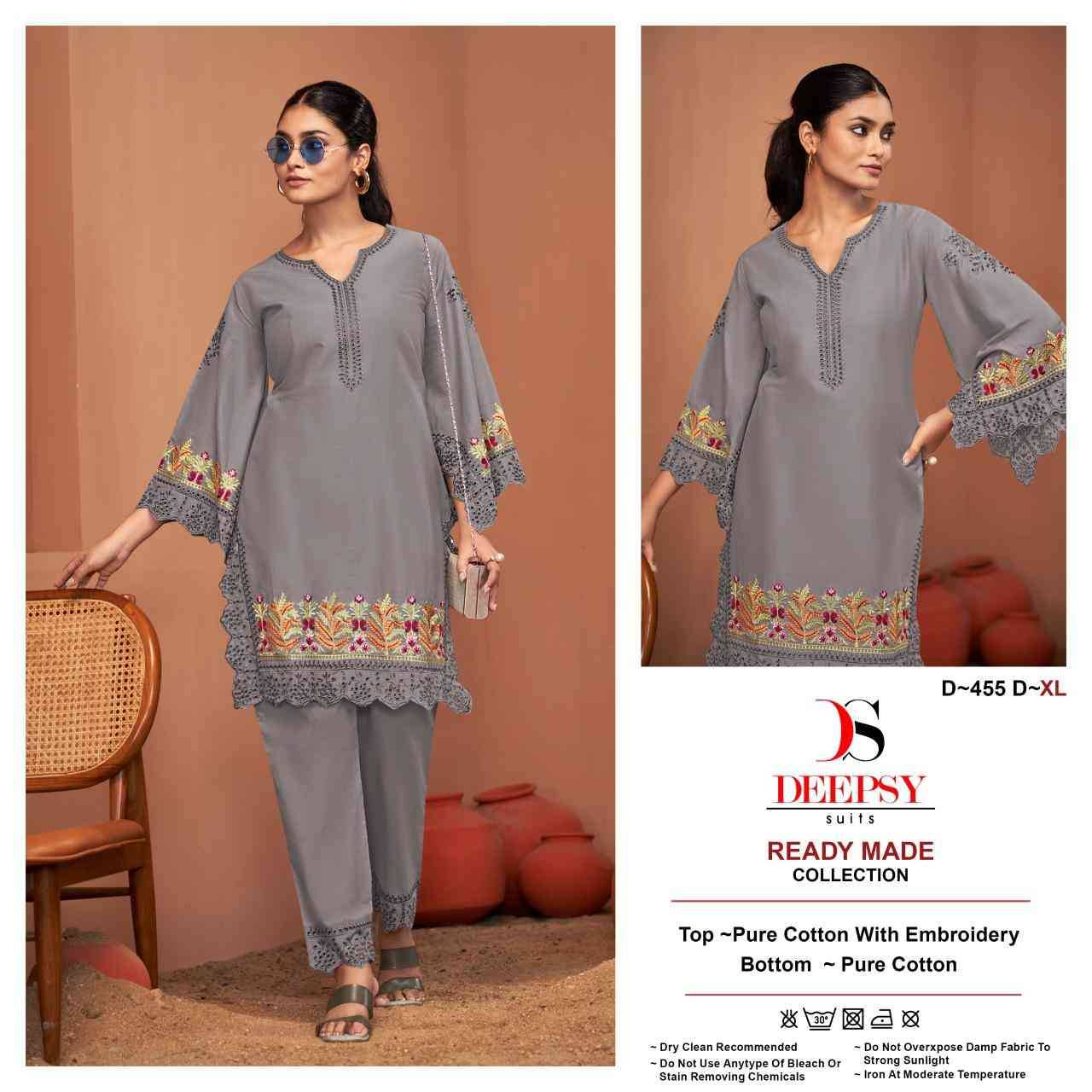 Deepsy Hit Design 455 Colours By Deepsy Suits 455-A To 455-D Series Designer Pakistani Suits Collection Beautiful Stylish Fancy Colorful Party Wear & Occasional Wear Pure Cotton Co-Ords At Wholesale Price