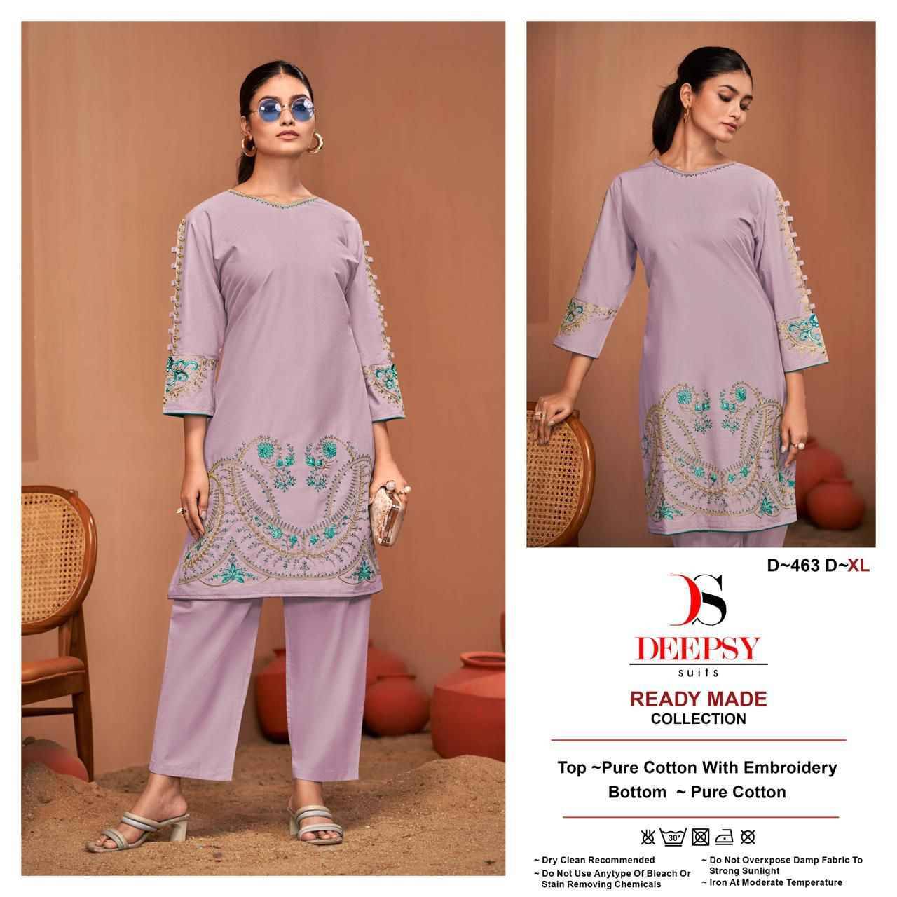 Deepsy Hit Design 463 Colours By Deepsy Suits 463-A To 463-D Series Designer Pakistani Suits Collection Beautiful Stylish Fancy Colorful Party Wear & Occasional Wear Pure Cotton Kurtis With Bottom At Wholesale Price