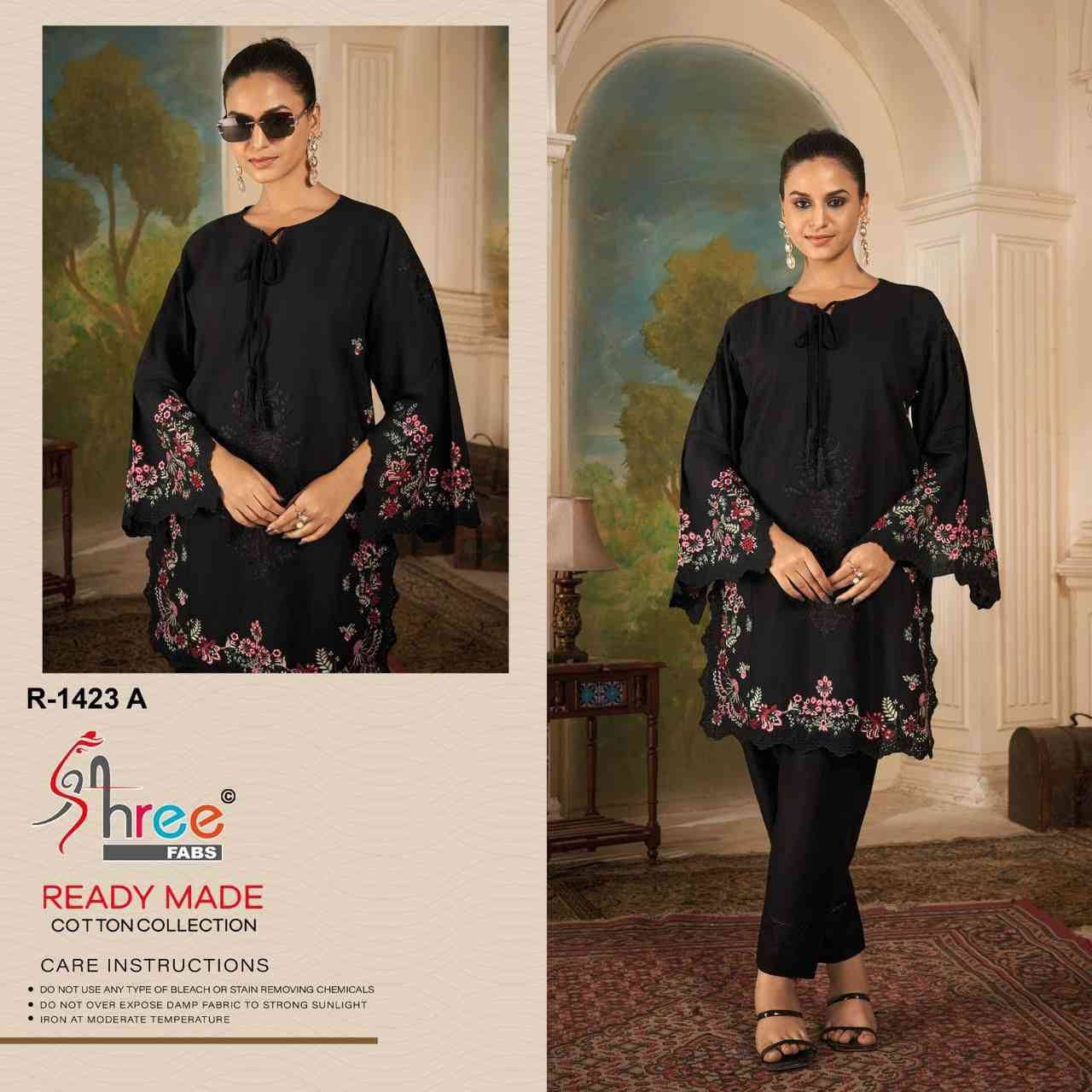 Shree Fabs Hit Design R-1423 Colours By Shree Fabs R-1423-A To R-1423-D Series Designer Pakistani Suits Collection Beautiful Stylish Fancy Colorful Party Wear & Occasional Wear Pure Cambric Cotton Kurtis With Bottom At Wholesale Price