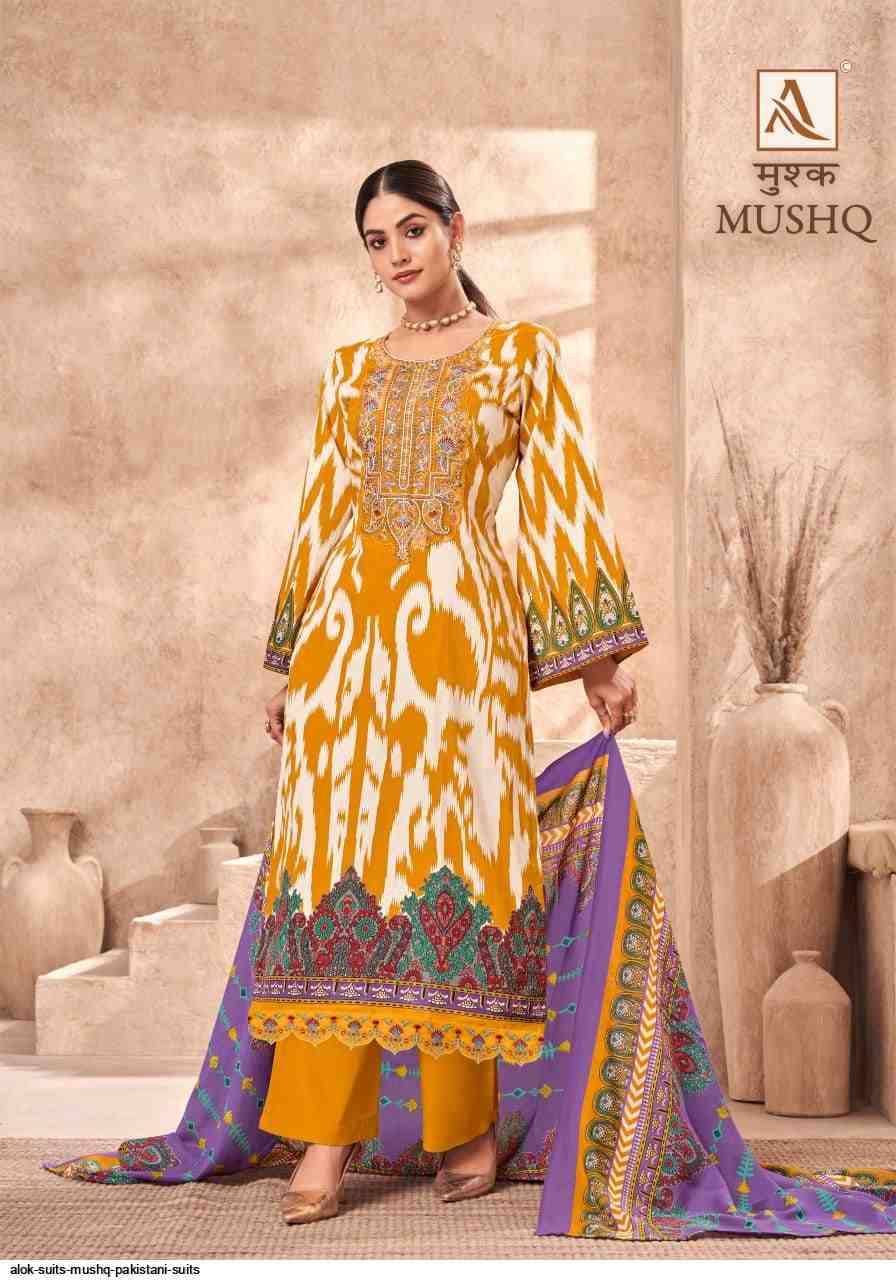 Mushq By Alok Suit 1561-001 To 1561-008 Series Indian Traditional Wear Collection Beautiful Stylish Fancy Colorful Party Wear & Wear Cambric Cotton Dress At Wholesale Price