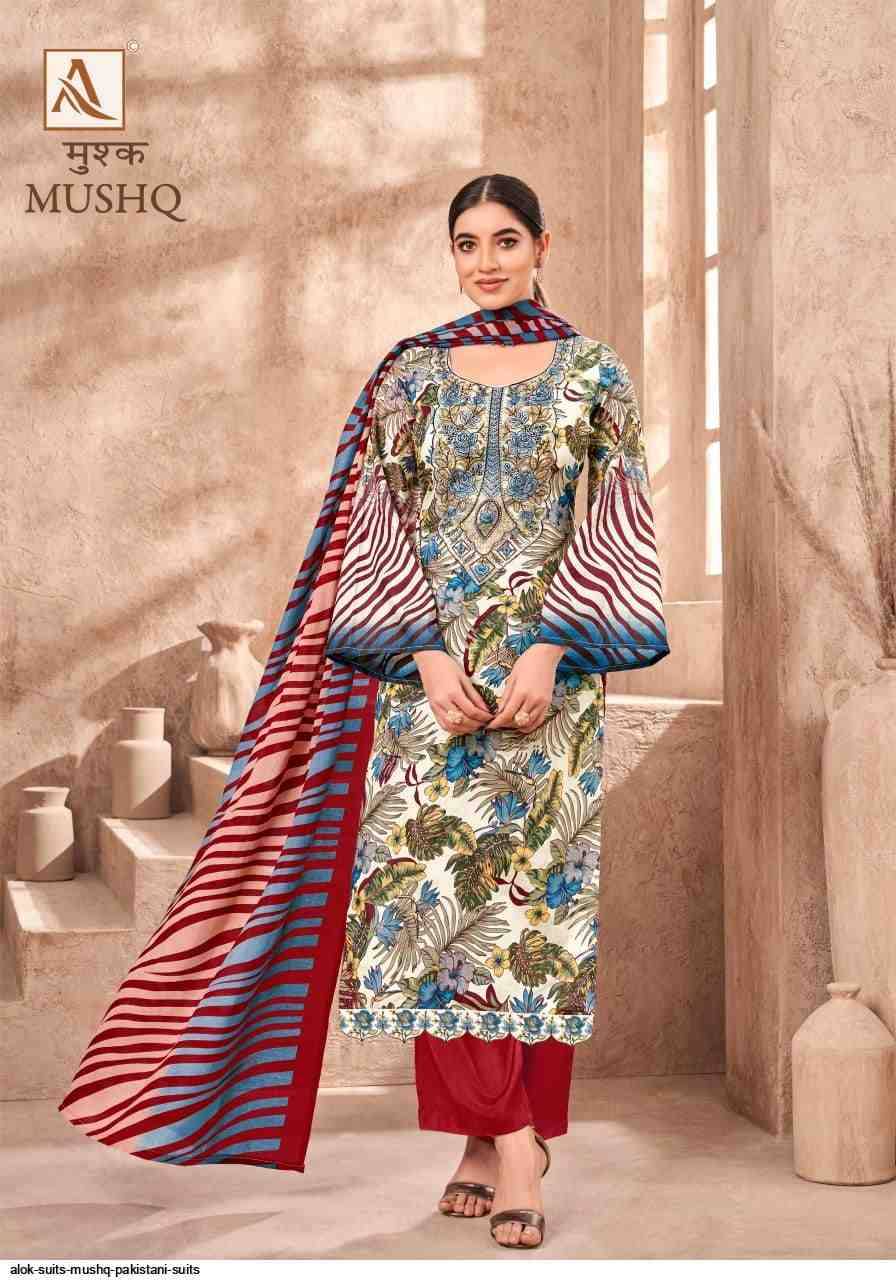 Mushq By Alok Suit 1561-001 To 1561-008 Series Indian Traditional Wear Collection Beautiful Stylish Fancy Colorful Party Wear & Wear Cambric Cotton Dress At Wholesale Price