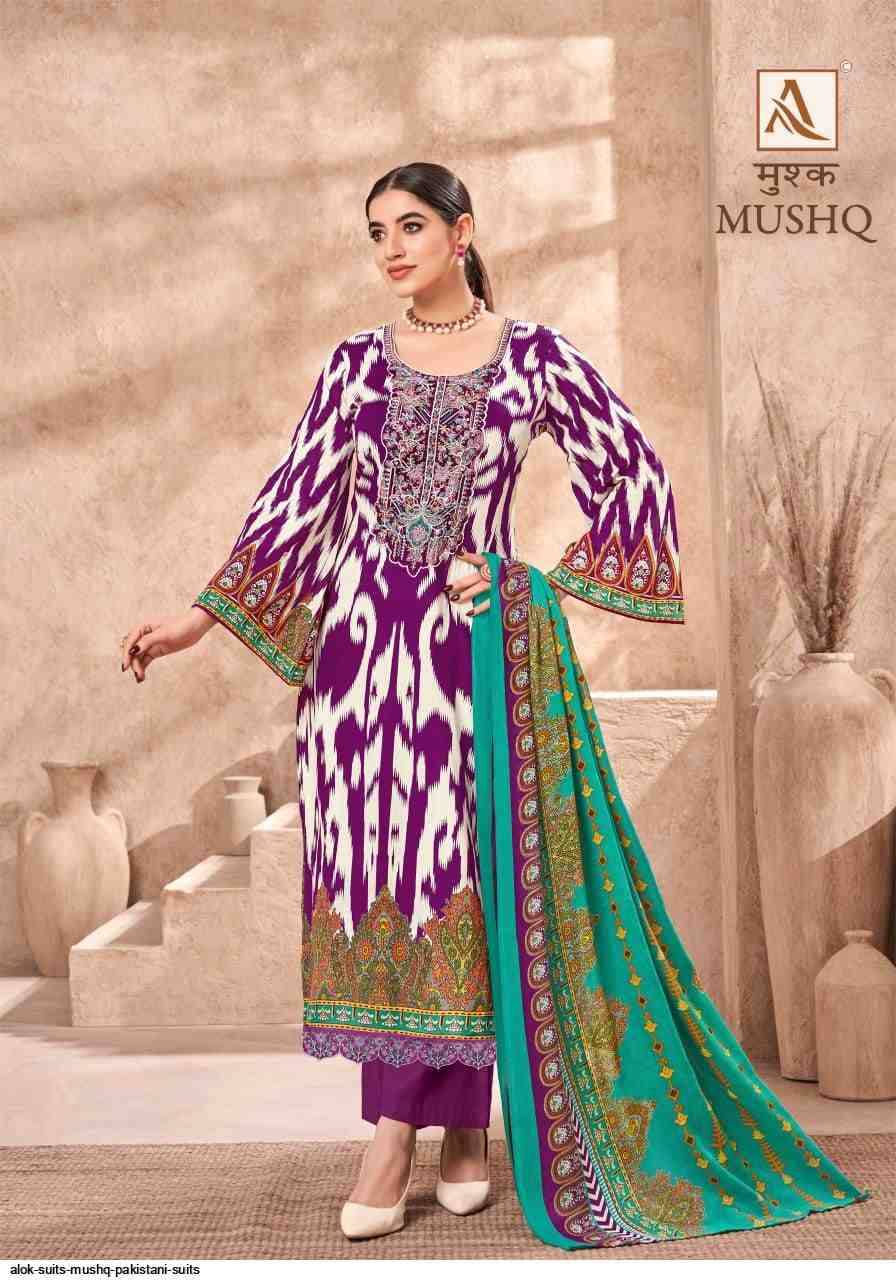 Mushq By Alok Suit 1561-001 To 1561-008 Series Indian Traditional Wear Collection Beautiful Stylish Fancy Colorful Party Wear & Wear Cambric Cotton Dress At Wholesale Price