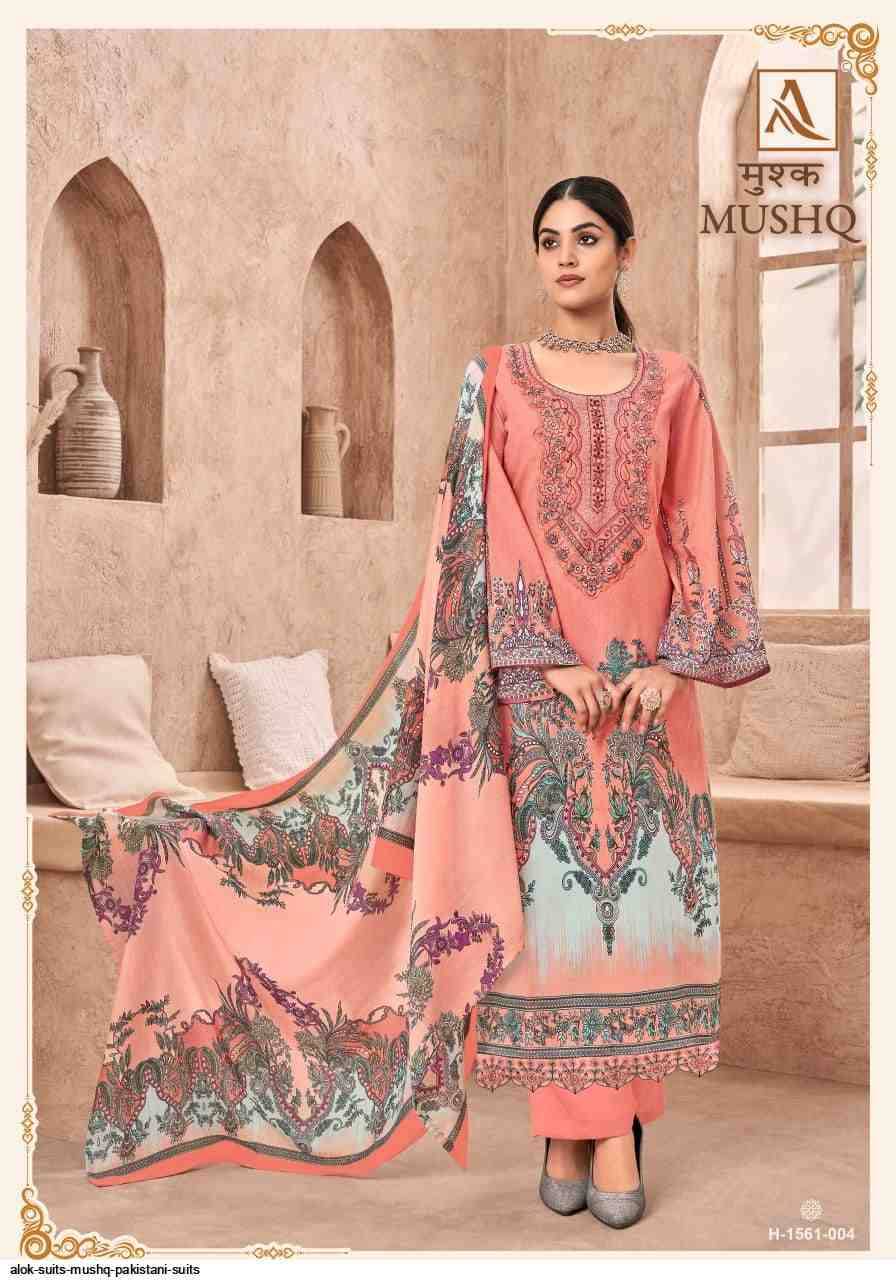 Mushq By Alok Suit 1561-001 To 1561-008 Series Indian Traditional Wear Collection Beautiful Stylish Fancy Colorful Party Wear & Wear Cambric Cotton Dress At Wholesale Price