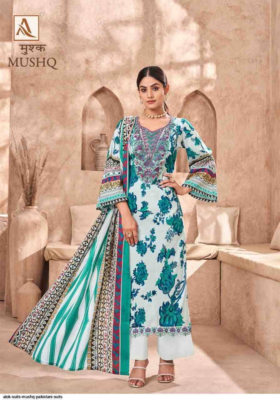 Mushq By Alok Suit 1561-001 To 1561-008 Series Indian Traditional Wear Collection Beautiful Stylish Fancy Colorful Party Wear & Wear Cambric Cotton Dress At Wholesale Price