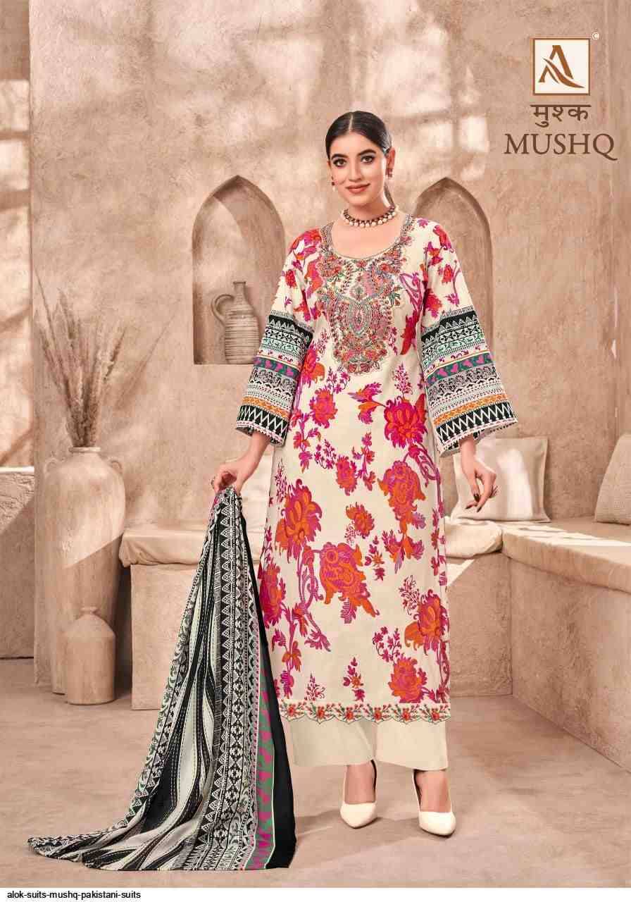 Mushq By Alok Suit 1561-001 To 1561-008 Series Indian Traditional Wear Collection Beautiful Stylish Fancy Colorful Party Wear & Wear Cambric Cotton Dress At Wholesale Price