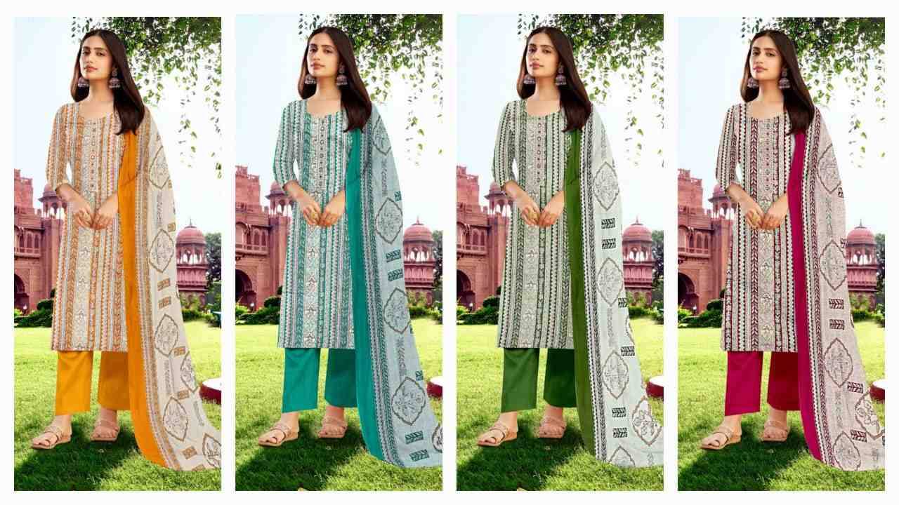 Meheroon By Azara 1020-A To 1020-D Series Beautiful Festive Suits Colorful Stylish Fancy Casual Wear & Ethnic Wear Jam Cotton Print Dresses At Wholesale Price