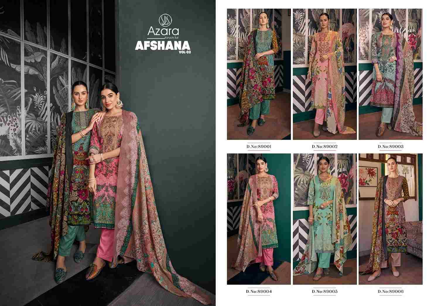 Afshana Vol-2 By Azara 89001 To 89006 Series Beautiful Festive Suits Colorful Stylish Fancy Casual Wear & Ethnic Wear Cambric Cotton Print Dresses At Wholesale Price