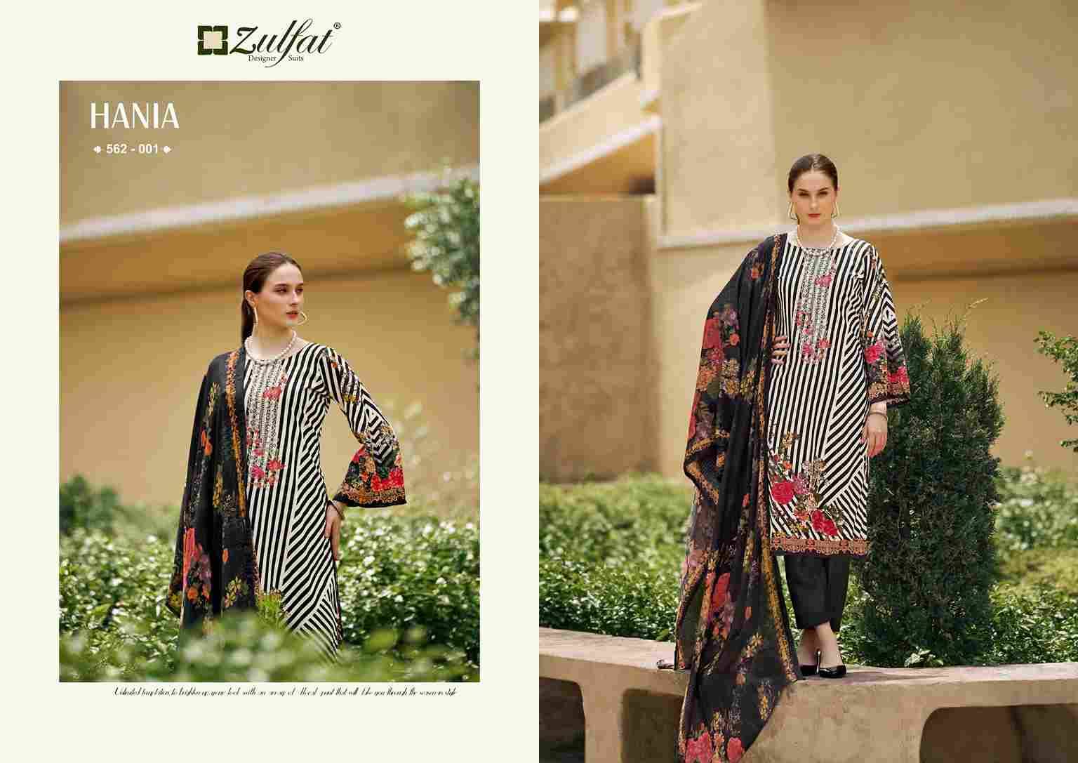 Hania By Zulfat 562-001 To 562-006 Series Beautiful Festive Suits Stylish Fancy Colorful Casual Wear & Ethnic Wear Pure Cotton Print Dresses At Wholesale Price