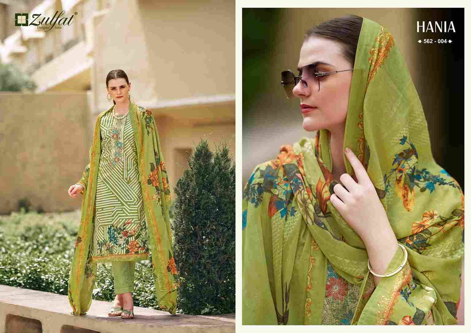 Hania By Zulfat 562-001 To 562-006 Series Beautiful Festive Suits Stylish Fancy Colorful Casual Wear & Ethnic Wear Pure Cotton Print Dresses At Wholesale Price