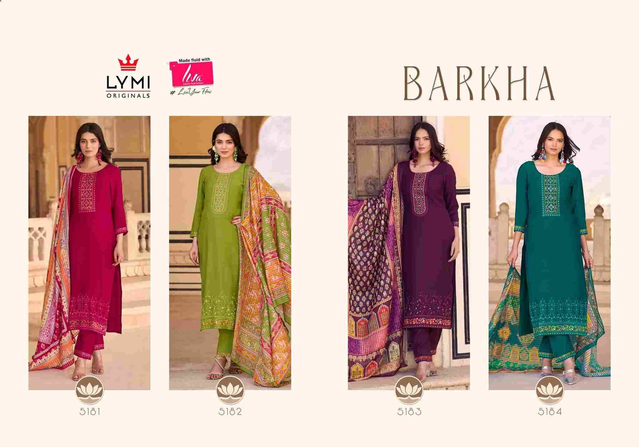 Barkha By Lymi Originals 5181 To 5184 Series Designer Stylish Fancy Colorful Beautiful Party Wear & Ethnic Wear Collection Viscose Embroidered Dresses At Wholesale Price