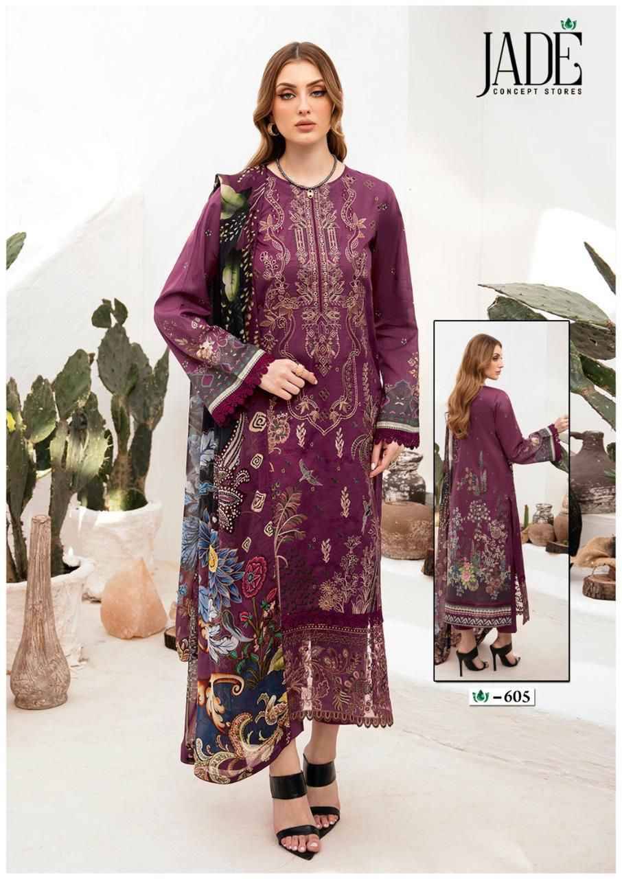 Crimson Vol-6 By Jade 601 To 606 Series Beautiful Festive Suits Stylish Fancy Colorful Casual Wear & Ethnic Wear Pure Lawn Digital Print Dresses At Wholesale Price