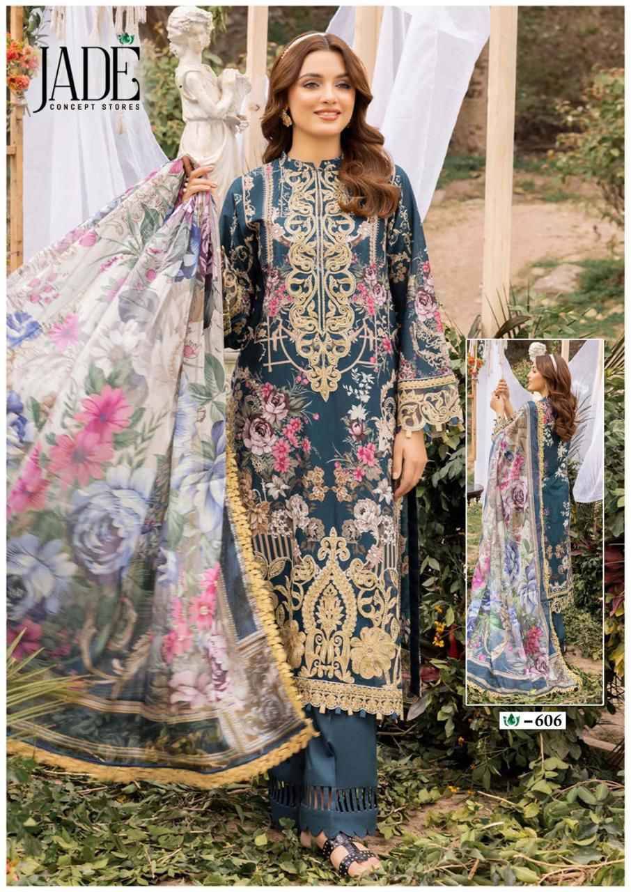 Crimson Vol-6 By Jade 601 To 606 Series Beautiful Festive Suits Stylish Fancy Colorful Casual Wear & Ethnic Wear Pure Lawn Digital Print Dresses At Wholesale Price