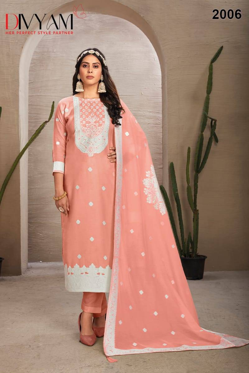 Imroz By Divyam 2001 To 2006 Series Beautiful Festive Suits Colorful Stylish Fancy Casual Wear & Ethnic Wear Organza Jacquard Embroidered Dresses At Wholesale Price