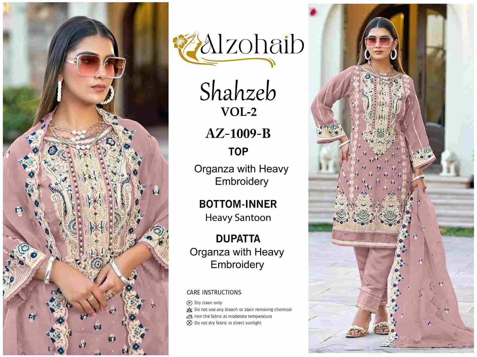 Shahzeb Vol-2 By Alzohaib 1009-A To 1009-D Series Wholesale Designer Pakistani Suits Collection Beautiful Stylish Fancy Colorful Party Wear & Occasional Wear Organza Dresses At Wholesale Price