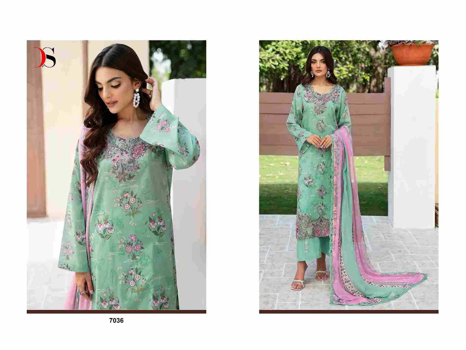 Ramsha Rangrez Luxury Lawn-24 Vol-3 By Deepsy Suits 7031 To 7036 Series Designer Pakistani Suits Beautiful Stylish Fancy Colorful Party Wear & Occasional Wear Pure Cotton Dresses At Wholesale Price