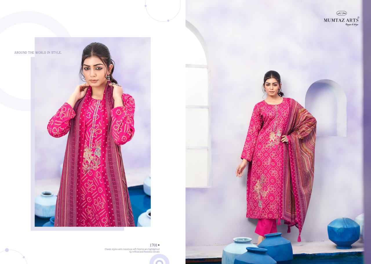 Ruhani By Mumtaz Arts 1701 To 1704 Series Beautiful Festive Suits Colorful Stylish Fancy Casual Wear & Ethnic Wear Pure Jam Satin Print With Work Dresses At Wholesale Price