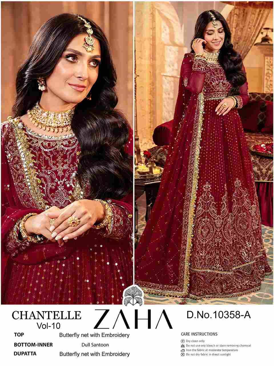 Chantelle Vol-10 By Zaha 10358- A To 10358-B Series Designer Pakistani Suits Beautiful Fancy Stylish Colorful Party Wear & Occasional Wear Net With Embroidery Dresses At Wholesale Price