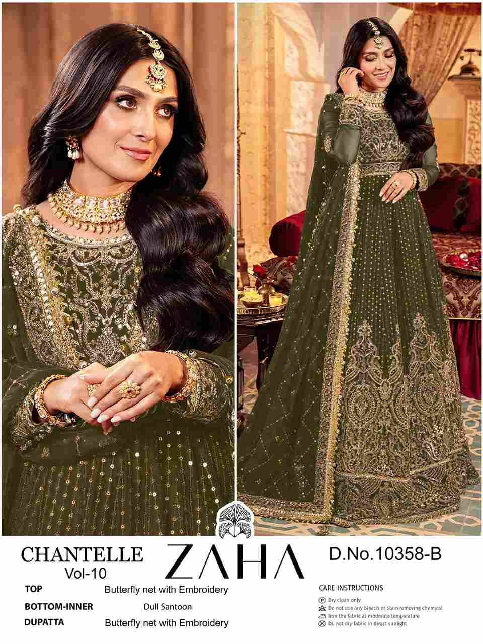 Chantelle Vol-10 By Zaha 10358- A To 10358-B Series Designer Pakistani Suits Beautiful Fancy Stylish Colorful Party Wear & Occasional Wear Net With Embroidery Dresses At Wholesale Price