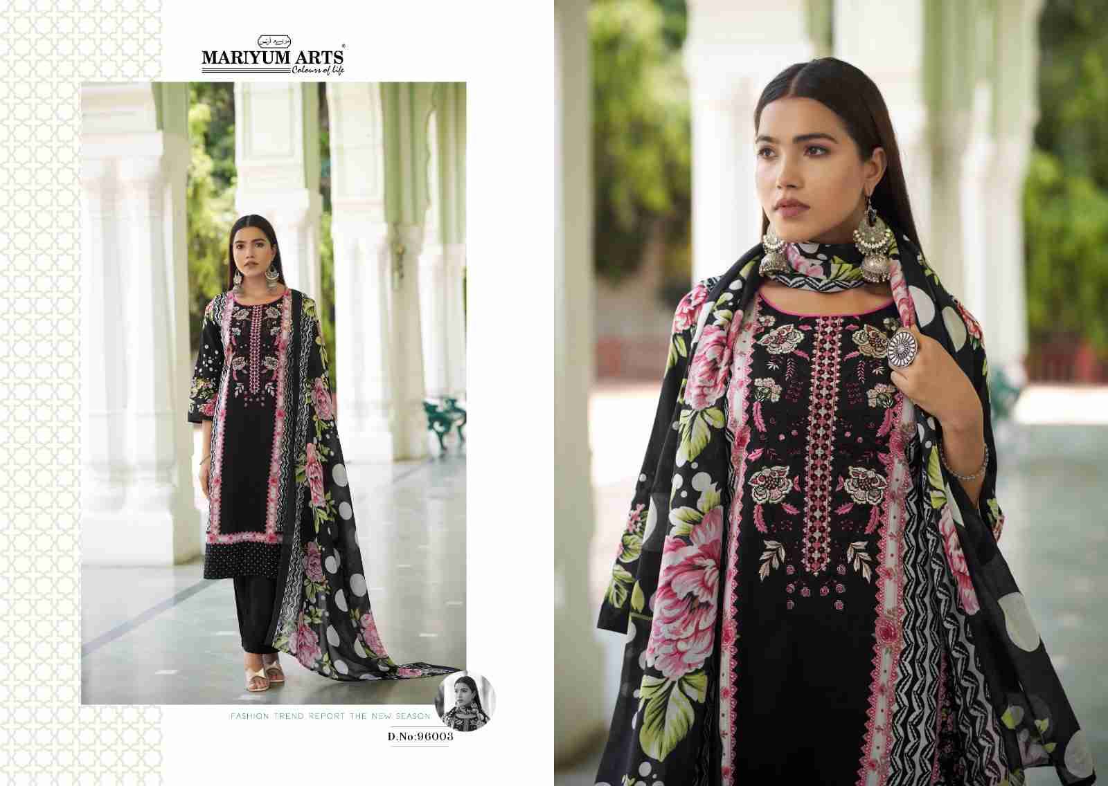 Mahfoozah By Mariyum Arts 96001 To 96006 Series Beautiful Festive Suits Stylish Fancy Colorful Casual Wear & Ethnic Wear Cambric Cotton Print Dresses At Wholesale Price