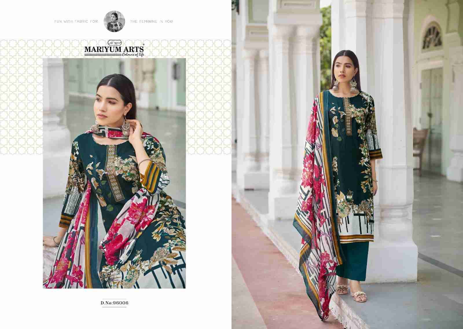 Mahfoozah By Mariyum Arts 96001 To 96006 Series Beautiful Festive Suits Stylish Fancy Colorful Casual Wear & Ethnic Wear Cambric Cotton Print Dresses At Wholesale Price