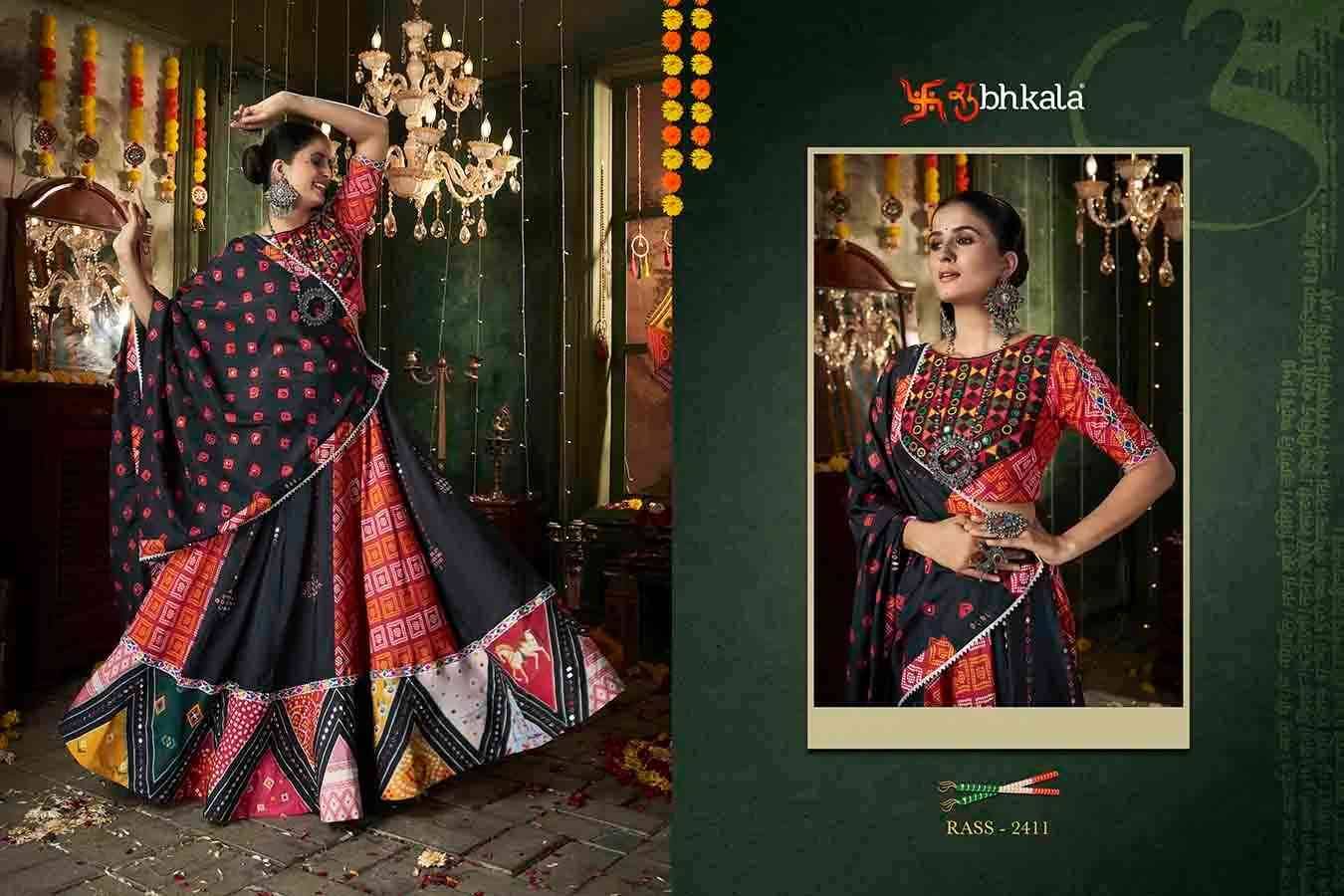 Raas Vol-12 By Shubhkala 2411 To 2416 Series Bridal Wear Collection Beautiful Stylish Colorful Fancy Party Wear & Occasional Wear Muslin Cotton Lehengas At Wholesale Price