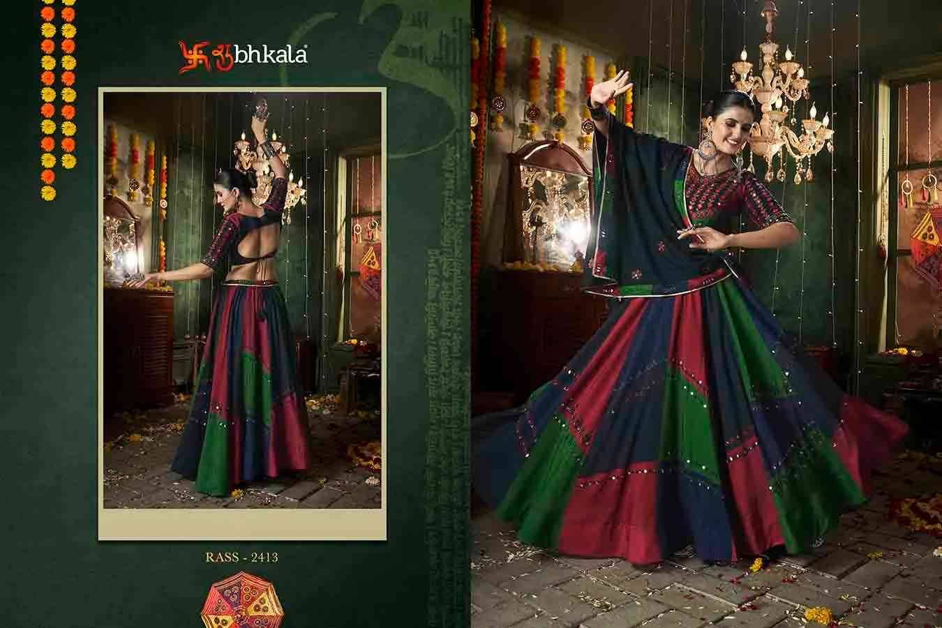 Raas Vol-12 By Shubhkala 2411 To 2416 Series Bridal Wear Collection Beautiful Stylish Colorful Fancy Party Wear & Occasional Wear Muslin Cotton Lehengas At Wholesale Price