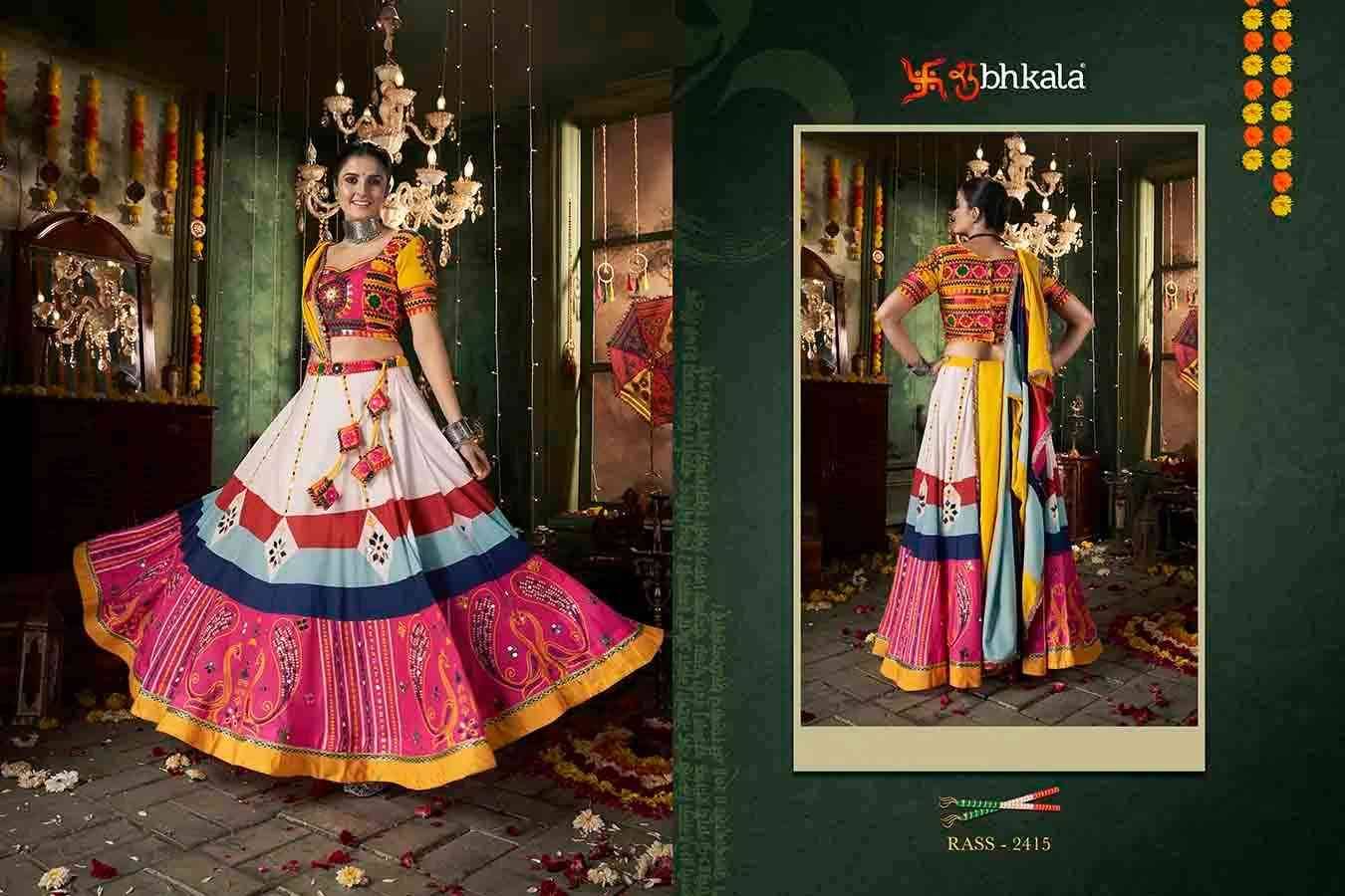 Raas Vol-12 By Shubhkala 2411 To 2416 Series Bridal Wear Collection Beautiful Stylish Colorful Fancy Party Wear & Occasional Wear Muslin Cotton Lehengas At Wholesale Price