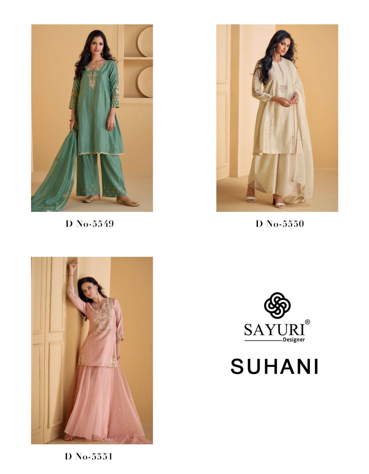 Suhani By Sayuri 5549 To 5551 Series Beautiful Festive Suits Stylish Fancy Colorful Party Wear & Occasional Wear Premium Silk Embroidered Dresses At Wholesale Price