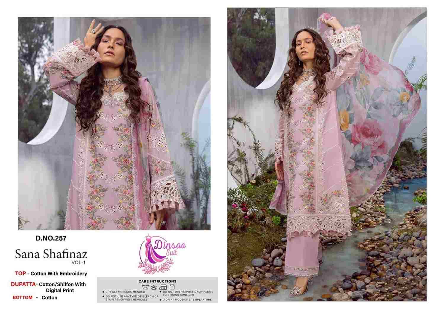 Sana Shafinaz Vol-1 By Dinsaa Suits 257 To 259 Series Beautiful Pakistani Suits Stylish Fancy Colorful Party Wear & Occasional Wear Cotton Embroidered Dresses At Wholesale Price