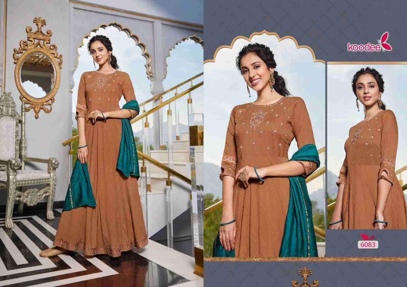 Sundra Vol-3 By Koodee 6079 To 6084 Series Beautiful Stylish Fancy Colorful Casual Wear & Ethnic Wear Viscose Gowns With Dupatta At Wholesale Price