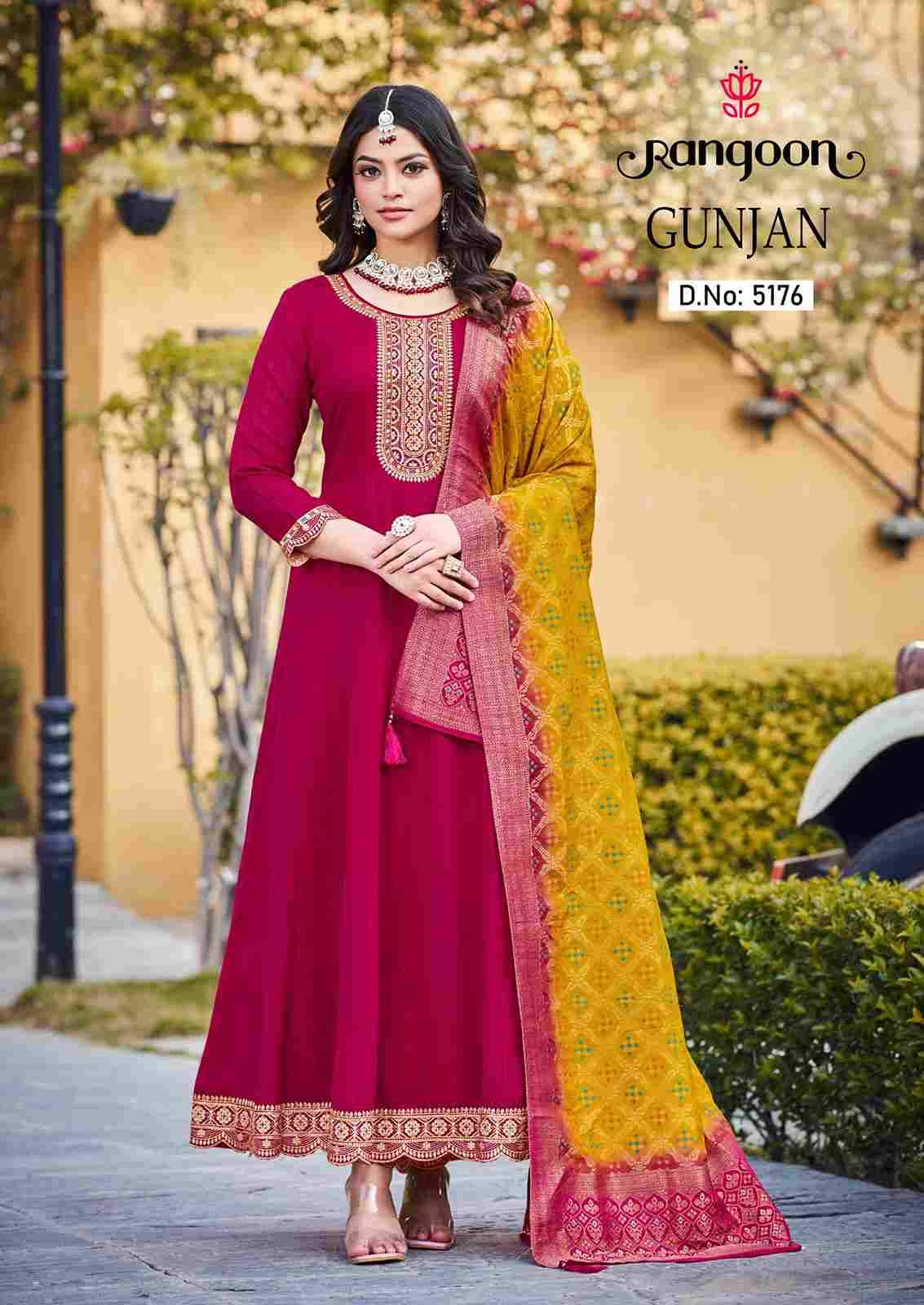 Gunjan By Rangoon 5176 To 5179 Series Beautiful Stylish Festive Suits Fancy Colorful Casual Wear & Ethnic Wear & Ready To Wear Silk Embroidered Dresses At Wholesale Price