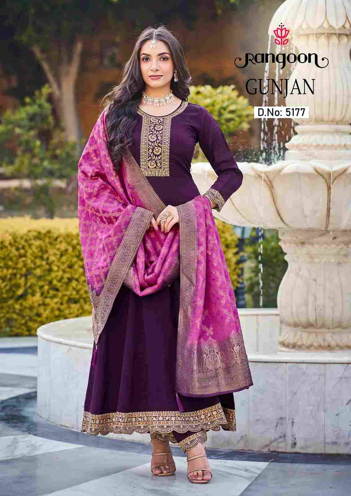 Gunjan By Rangoon 5176 To 5179 Series Beautiful Stylish Festive Suits Fancy Colorful Casual Wear & Ethnic Wear & Ready To Wear Silk Embroidered Dresses At Wholesale Price