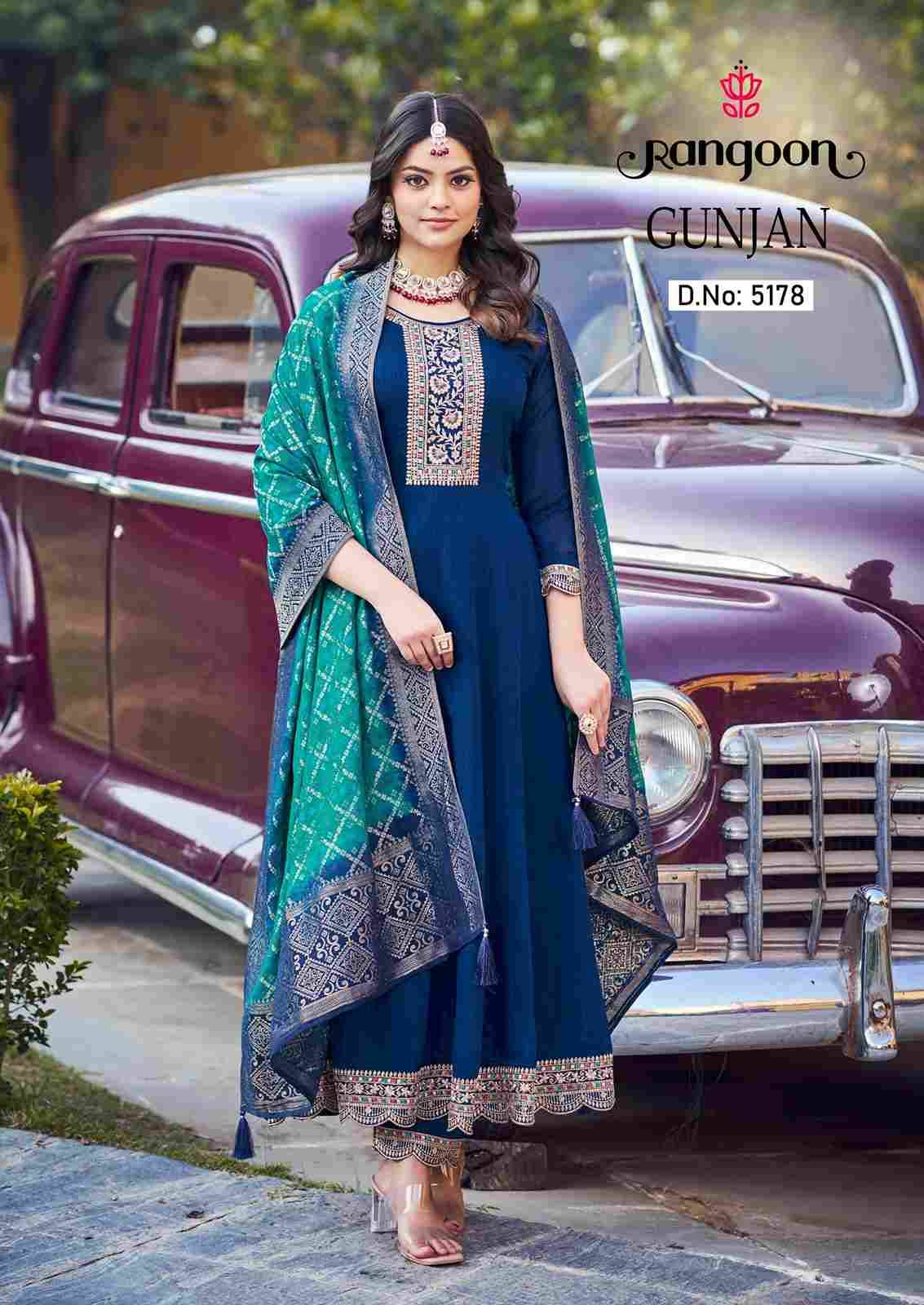 Gunjan By Rangoon 5176 To 5179 Series Beautiful Stylish Festive Suits Fancy Colorful Casual Wear & Ethnic Wear & Ready To Wear Silk Embroidered Dresses At Wholesale Price