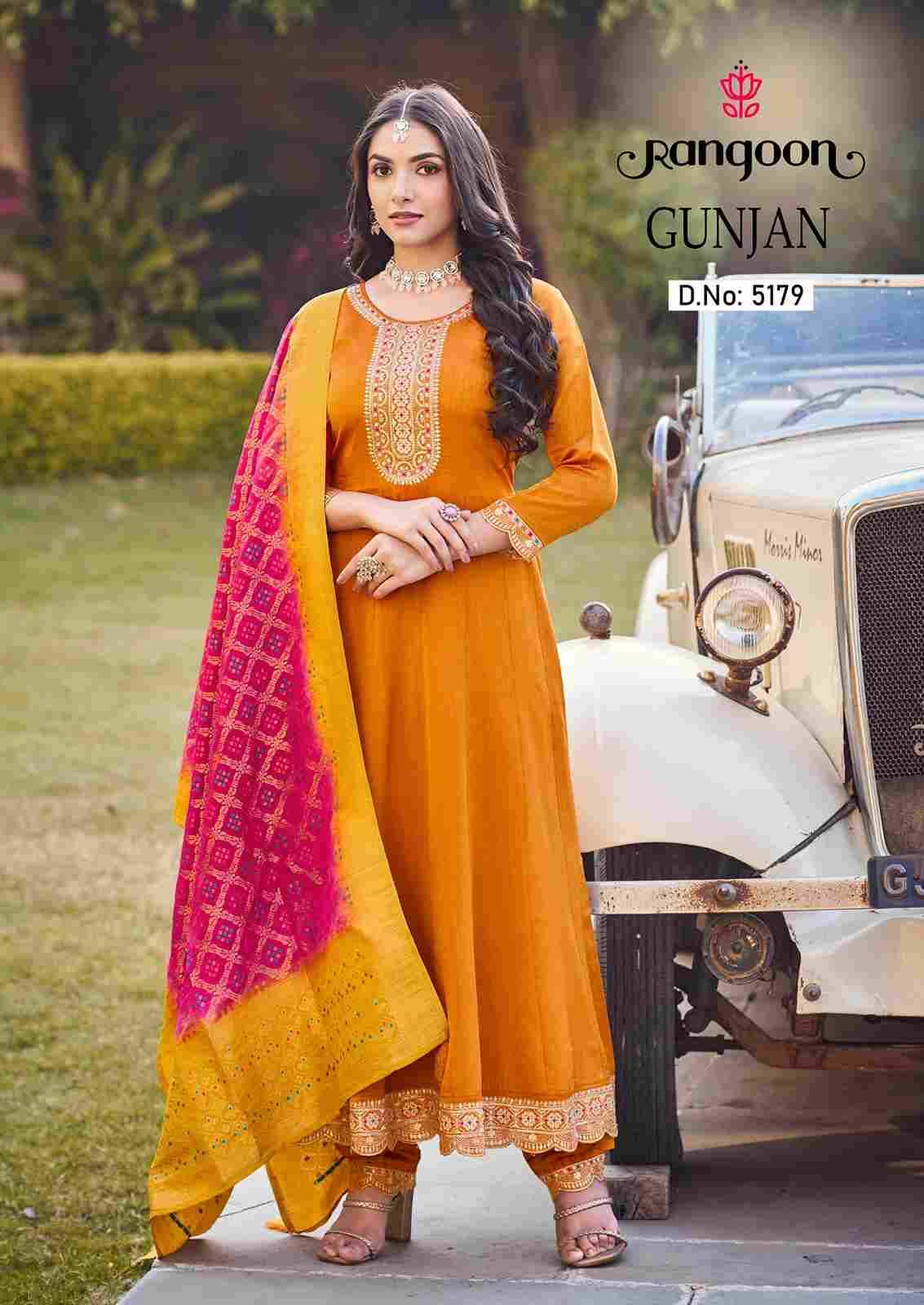 Gunjan By Rangoon 5176 To 5179 Series Beautiful Stylish Festive Suits Fancy Colorful Casual Wear & Ethnic Wear & Ready To Wear Silk Embroidered Dresses At Wholesale Price