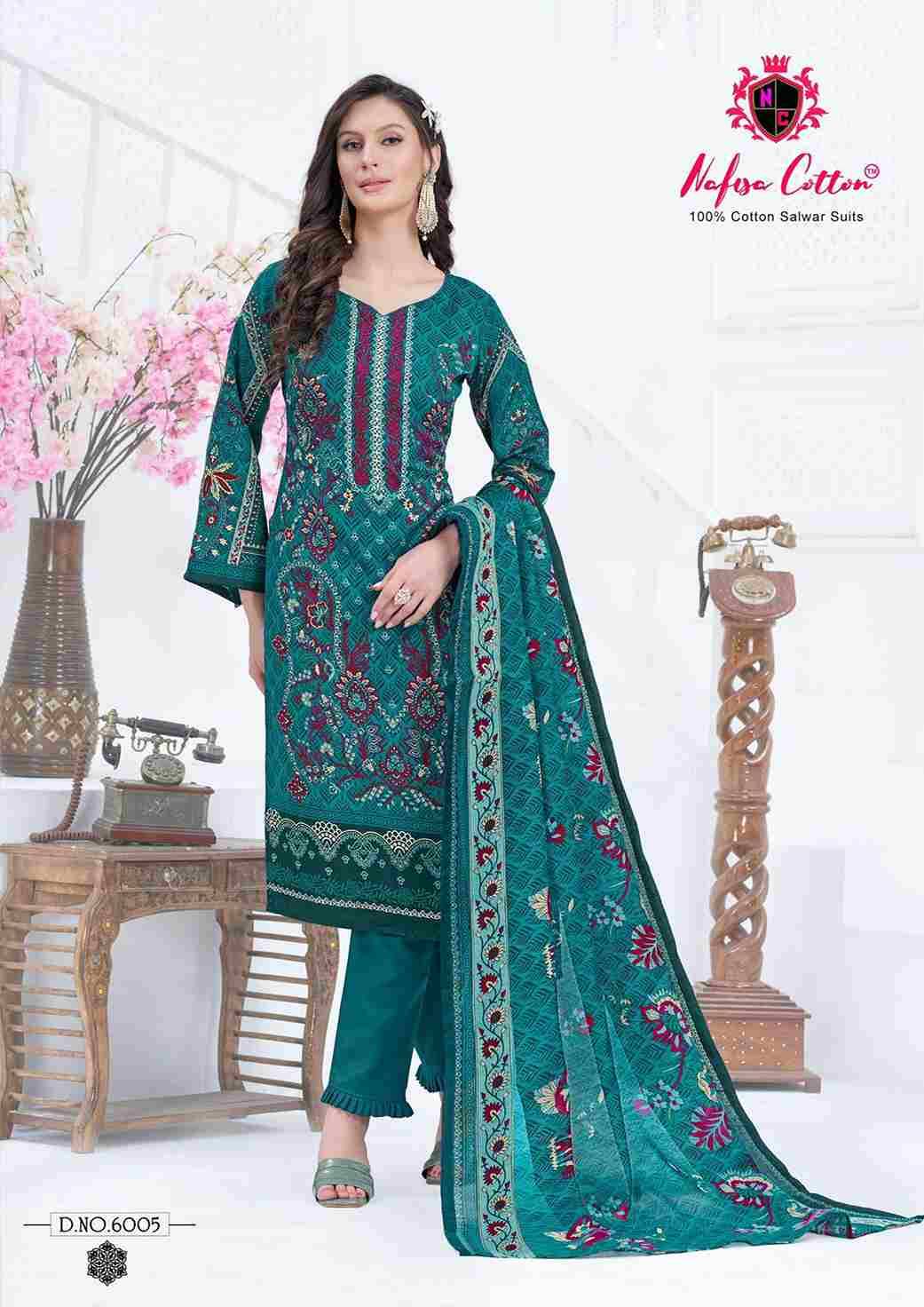 Esra Vol-6 By Nafisa Cotton 6001 To 6006 Series Beautiful Stylish Festive Suits Fancy Colorful Casual Wear & Ethnic Wear & Ready To Wear Pure Cotton Dresses At Wholesale Price