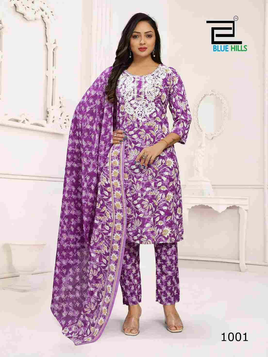 Kanika Vol-3 By Blue Hills 3001 To 3004 Series Beautiful Festive Suits Colorful Stylish Fancy Casual Wear & Ethnic Wear Cotton Embroidered Dresses At Wholesale Price