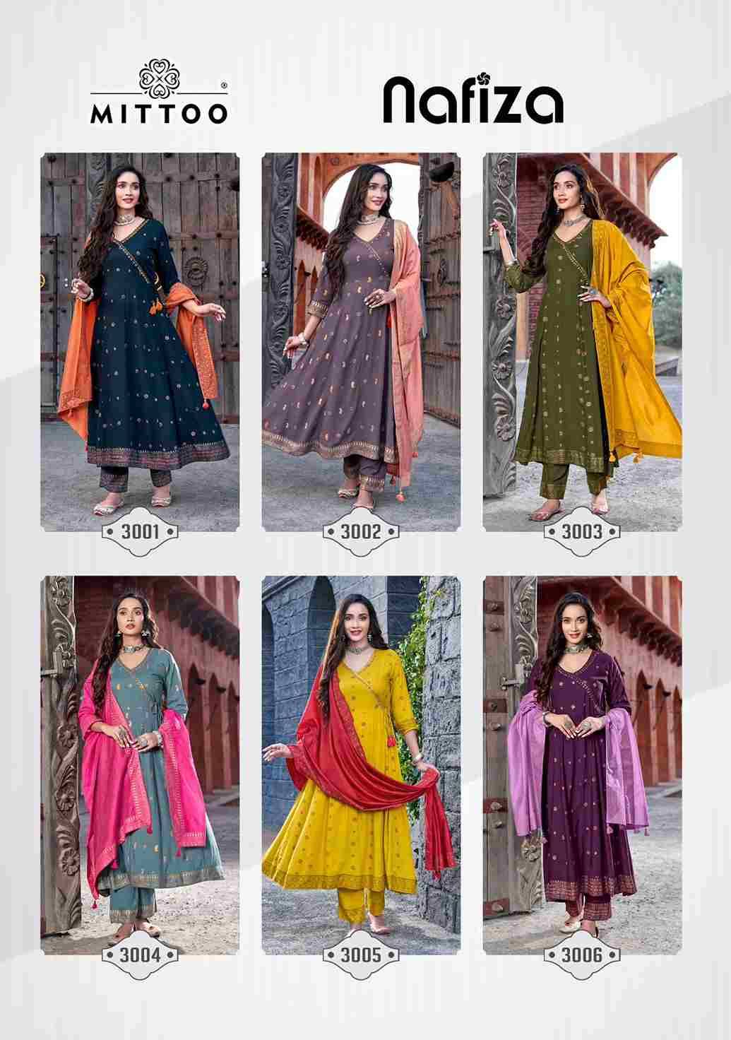 Nafiza By Mittoo 3001 To 3006 Series Beautiful Festive Suits Colorful Stylish Fancy Casual Wear & Ethnic Wear Rayon Slub Dresses At Wholesale Price