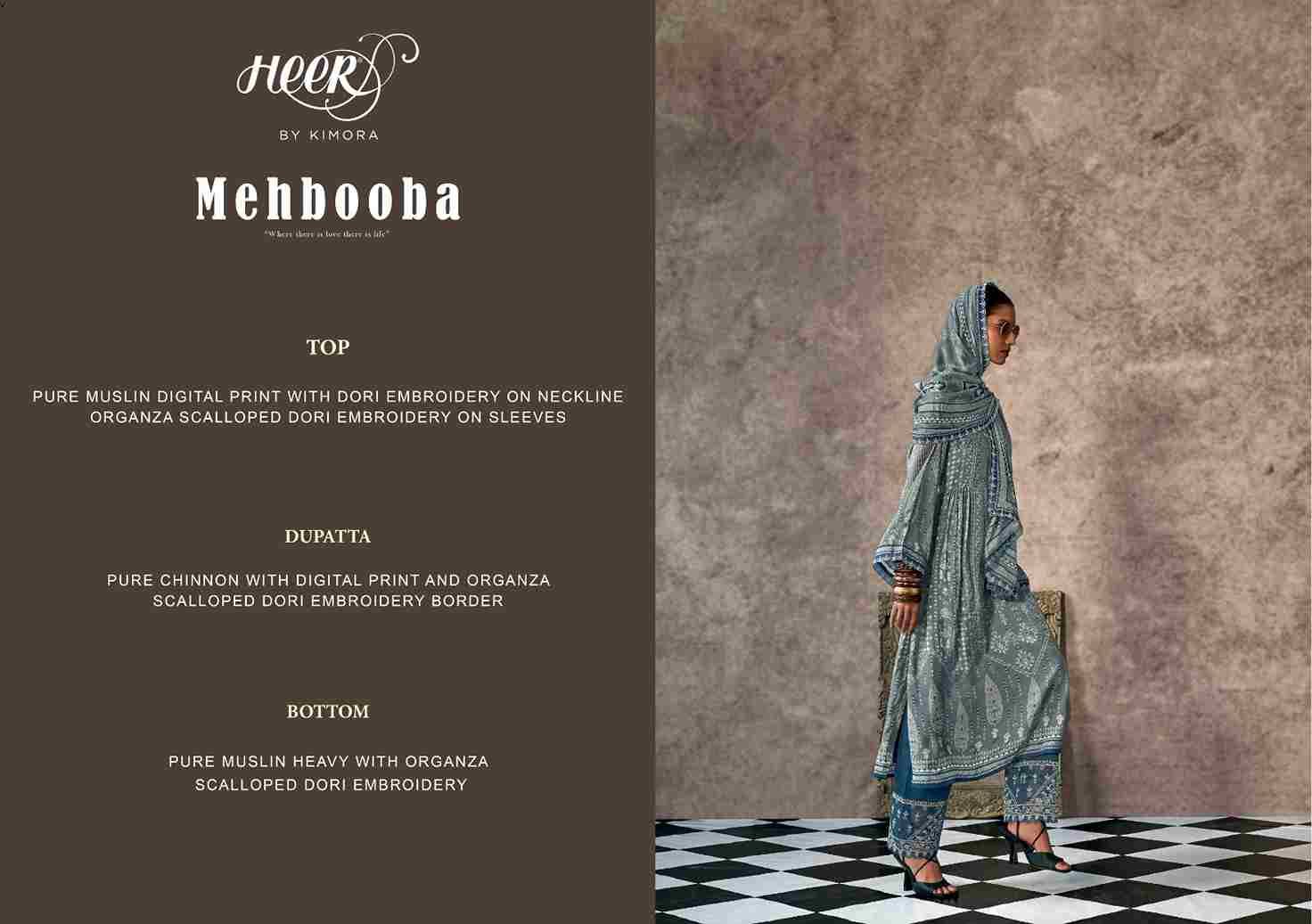 Mehbooba By Kimora Fashion 9381 To 9386 Series Beautiful Stylish Festive Suits Fancy Colorful Casual Wear & Ethnic Wear & Ready To Wear Pure Muslin Print With Embroidery Dresses At Wholesale Price